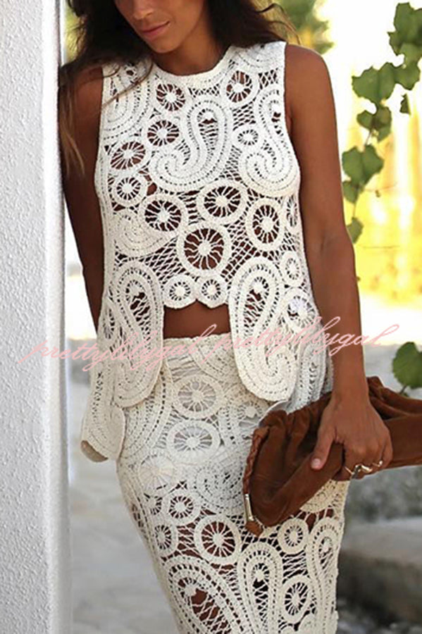 Crochet Lace Summer Tank Top for Women - Boho Chic Loose Fit with Irregular Hem | Perfect for Beach Vacations, Music Festivals & Casual Outings