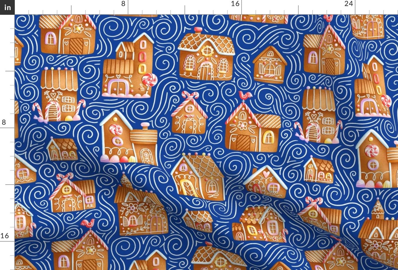 Tiny Gingerbread Cookies Town Christmas Cartoon Fabric - Cute Holiday Printed Minky Fabric by The Yard for Sewing Baby Blankets, Quilt Backing & Plush Toys - Perfect for DIY Christmas Decorations, Nursery Projects & Cozy Home Crafts