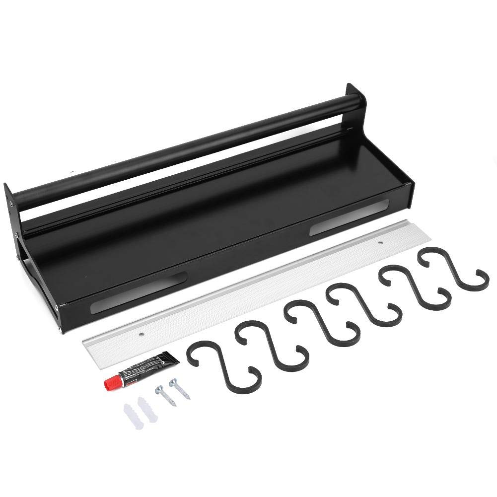 Yencoly 40cm Multi-Purpose Wall Mounted or Hanging Kitchen Pot Rack - Space Saving Black Cutlery Holder for Pots & Pans Storage (No Drilling Required) - Perfect for Small Kitchens, RVs, and Dorm Rooms