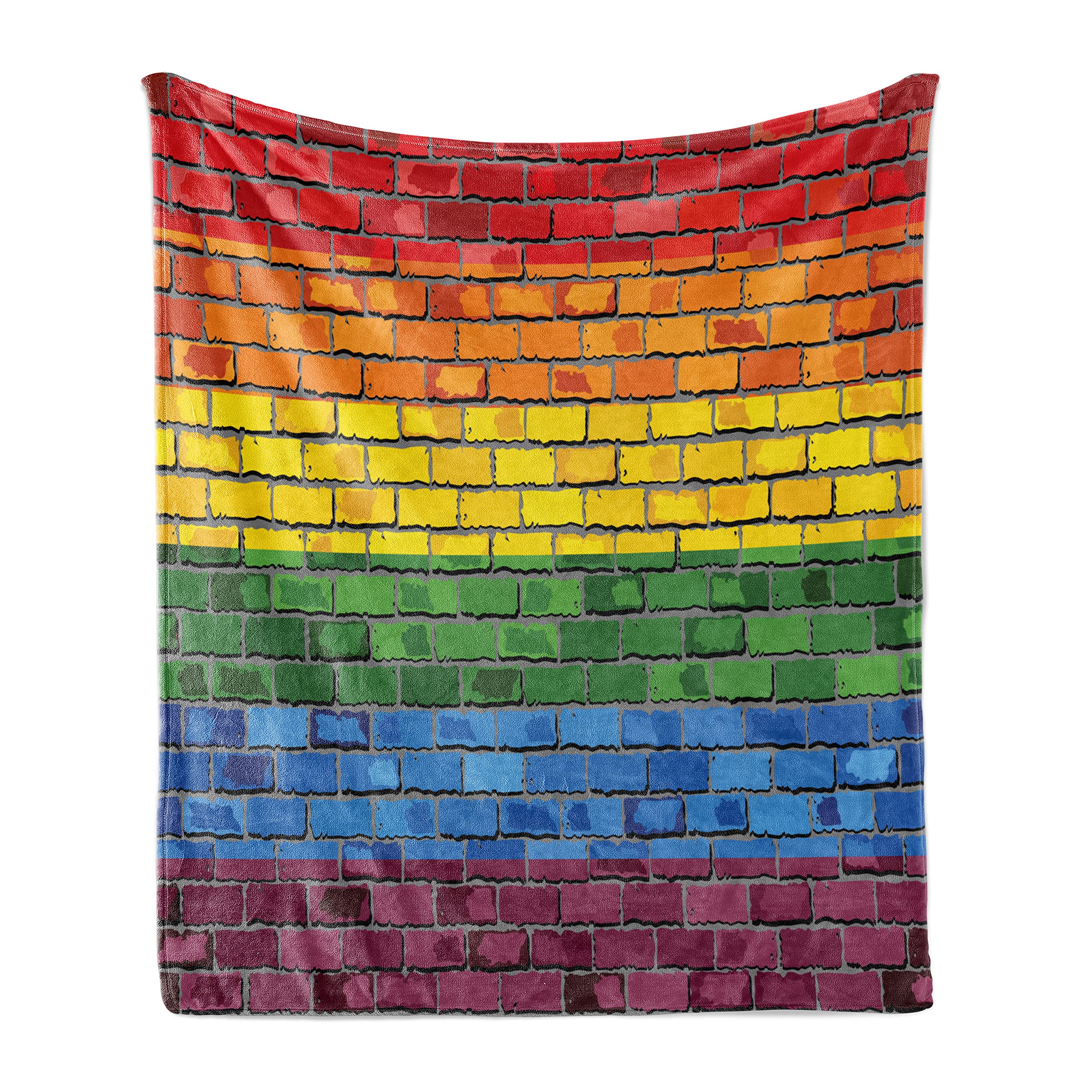 Ambesonne Pride Rainbow Brick Wall Throw Blanket - 70