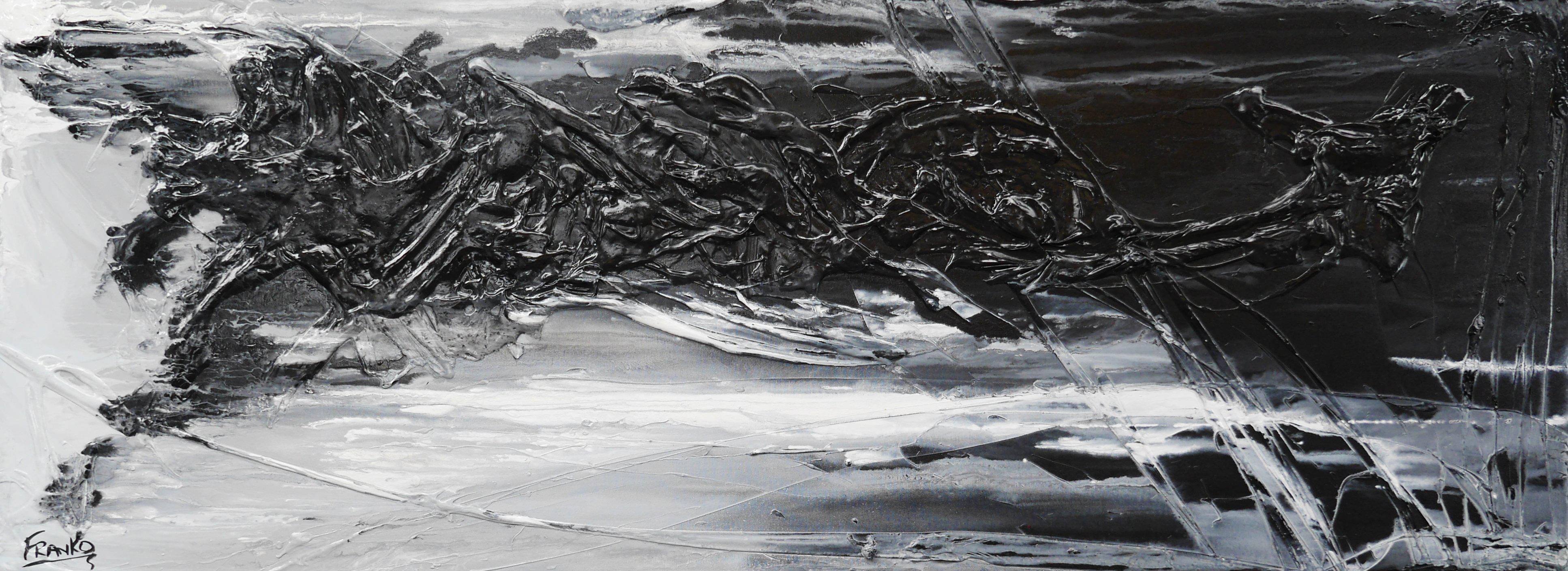 160cm x 60cm Black Grey Textured Abstract Canvas Wall Art - Modern Home Decor for Living Room, Bedroom & Office