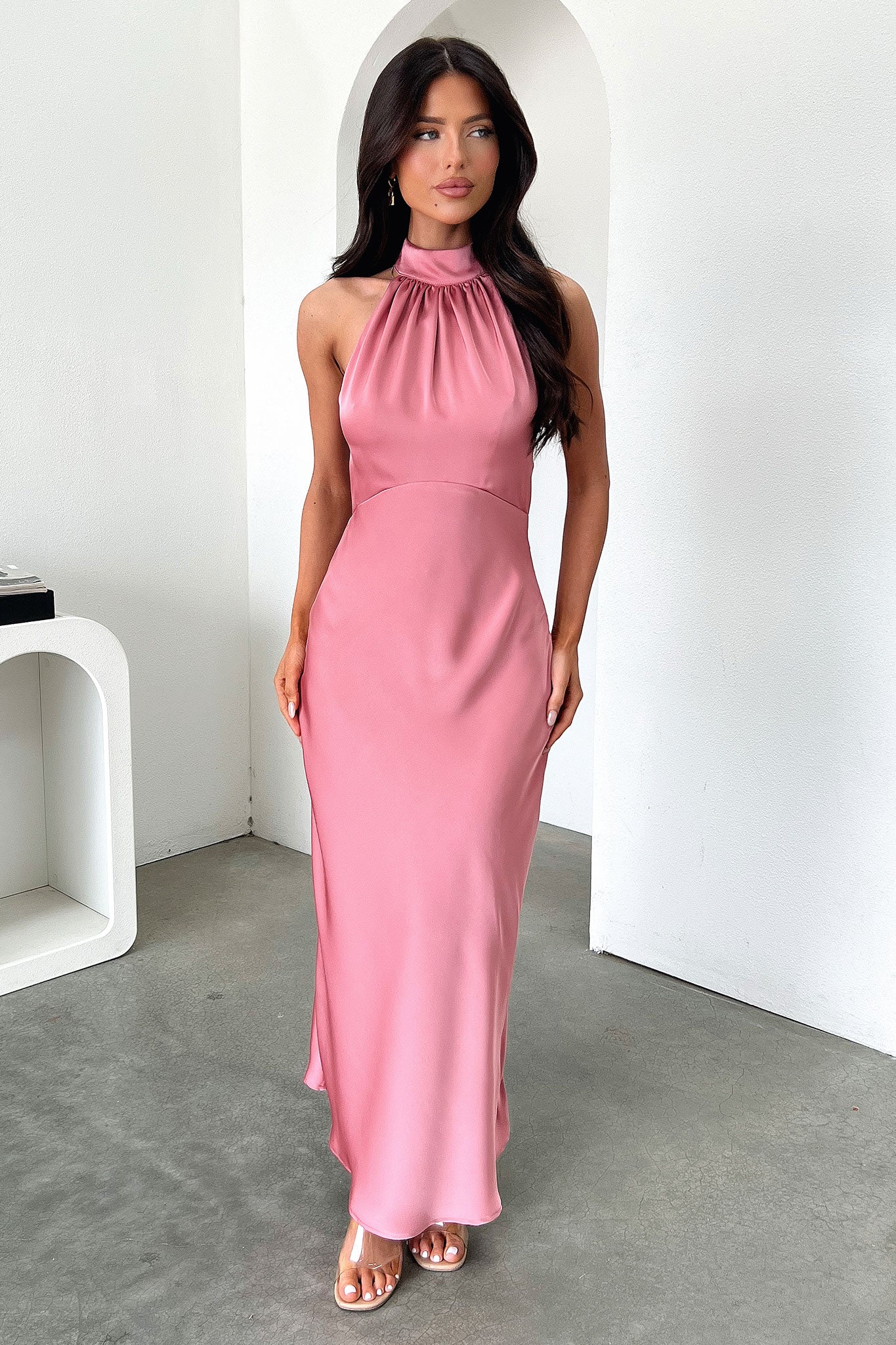 Elegant Daphne Dress in Rose Pink - Perfect for Weddings, Parties & Special Occasions | Flowy Women's Midi Dress