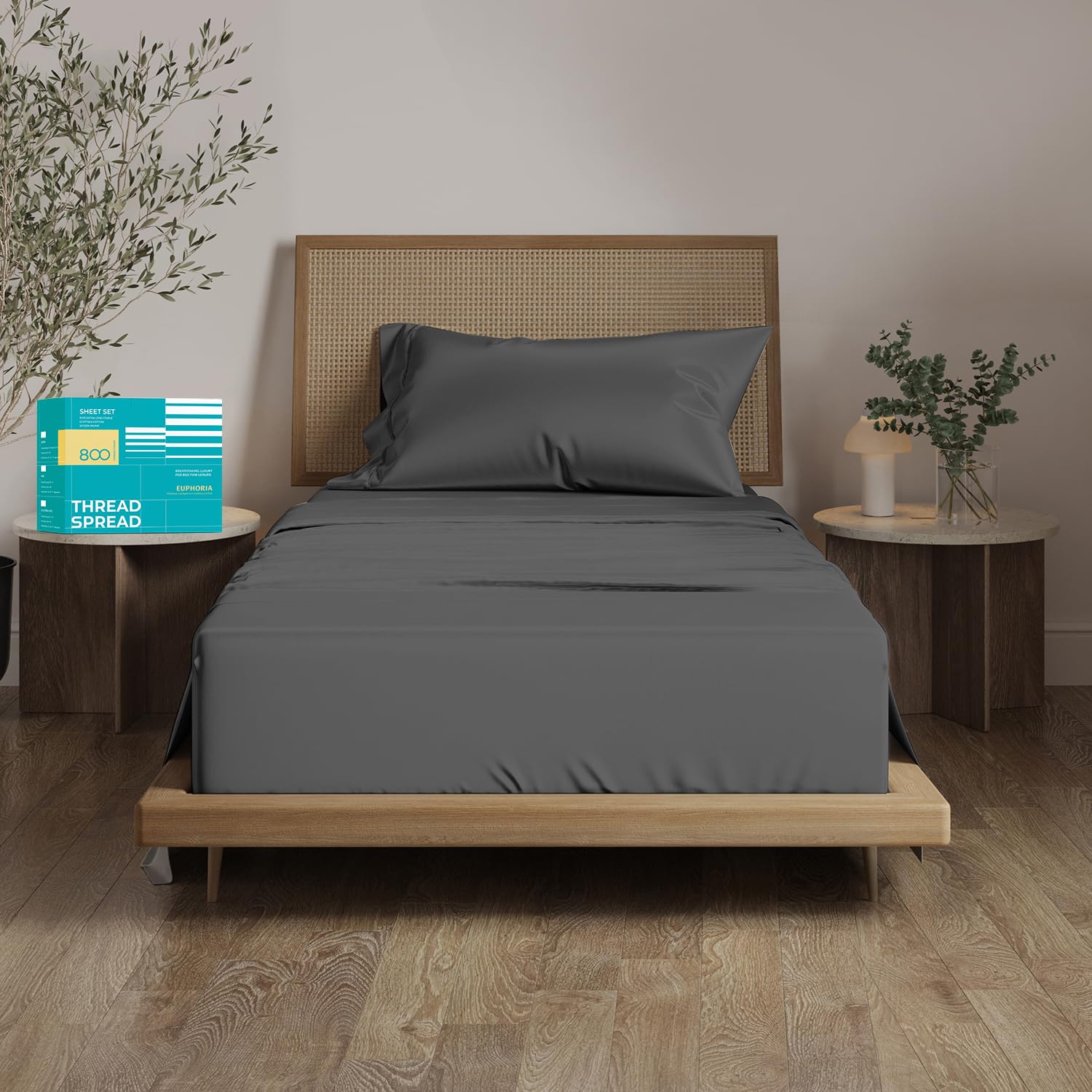 Premium 100% Egyptian Cotton Sheets Set - Twin Size 800 Thread Count, 3-Piece Extra Long Dorm Sheets with 16