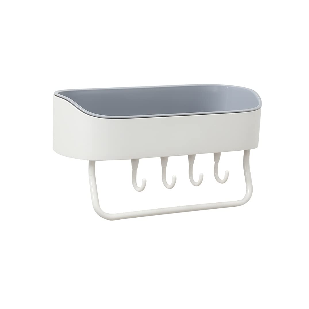 KLHHG Wall Mounted Bathroom Shelf - Plastic Storage Organizer Rack for Towels, Cosmetics & Brushes | Space-Saving Kitchen & Bathroom Storage Solution for Small Spaces