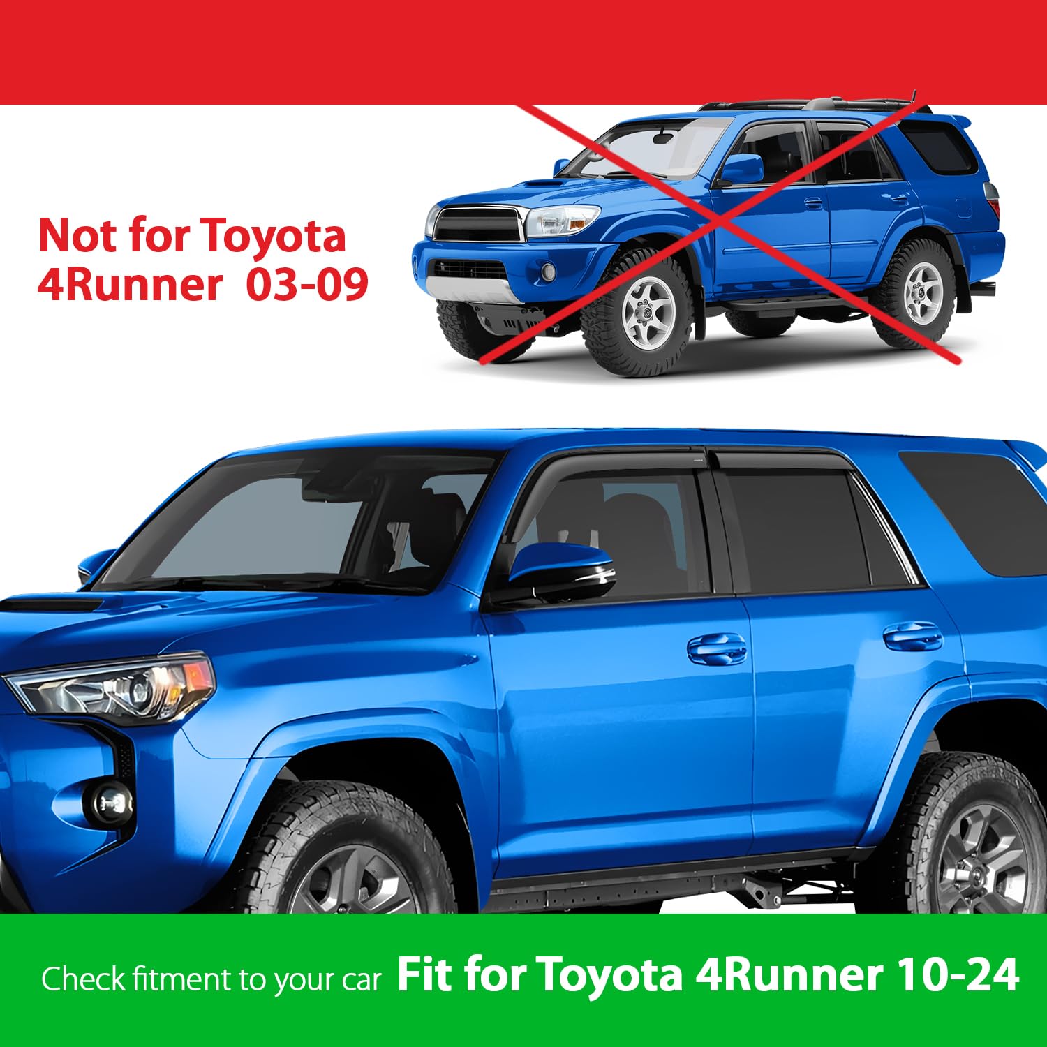 Goodyear Shatterproof Side Window Deflectors for Toyota 4Runner 2010-2024 - 4-Piece Tape-On Rain Guards & Vent Visors - Durable Car Window Deflectors for Weather Protection & Improved Airflow - Perfect for Rainy Days & Highway Driving