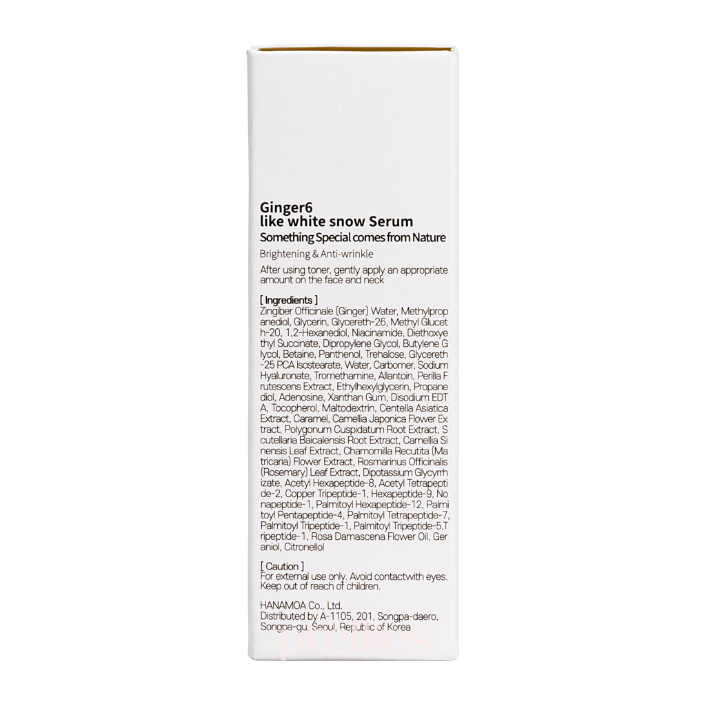 Ginger6 Like White Snow Serum 30ml - Brightening & Hydrating Facial Treatment for Glowing Skin | Perfect for Daily Skincare Routine & Nighttime Regimen