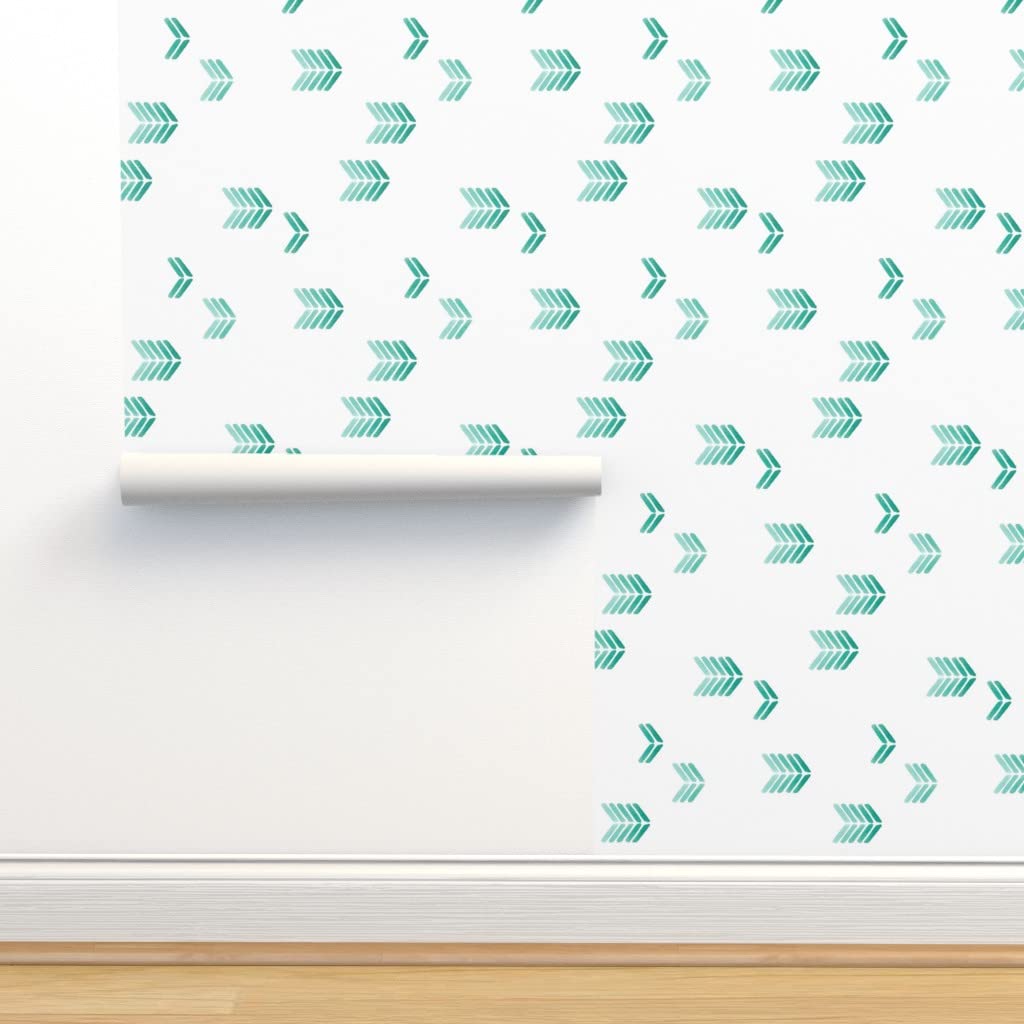 Commercial Grade Wallpaper 27ft x 2ft - Watercolor Minimalist Arrows Green Nursery Wallpaper | Gender Neutral Baby Room Decor | Peel & Stick Wallpaper for Nursery, Bedroom & Living Room