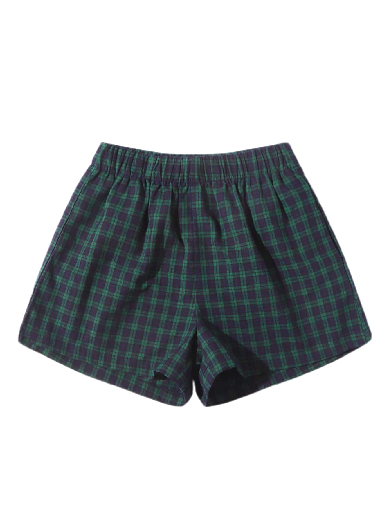 Stylish Women's Elastic Waist Plaid Lounge Shorts - Comfortable Sleepwear & Casual Pajama Shorts for Home, Vacation & Relaxation