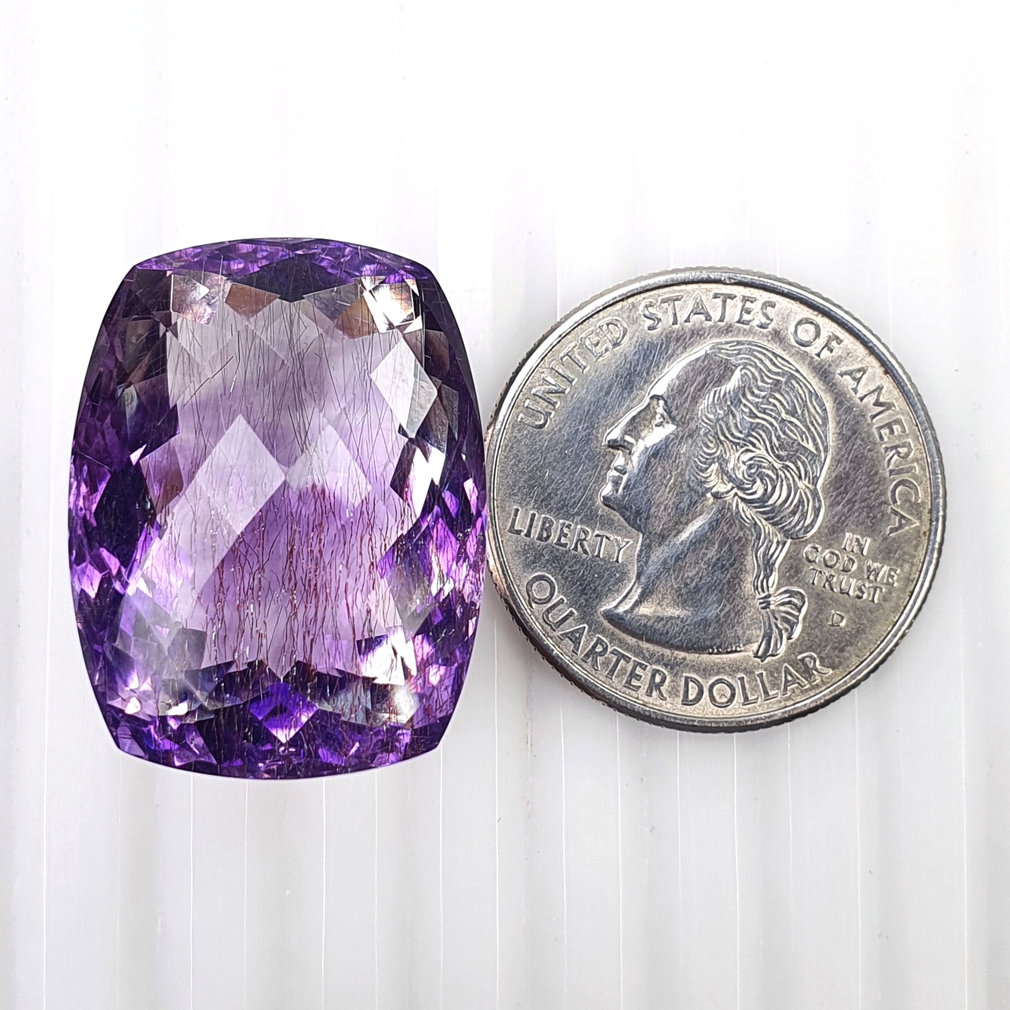 Natural Untreated Purple RUTILE AMETHYST Gemstone - 54.00cts Checker Cut Cushion Shape 25x19mm | High-Quality Loose Stone for Jewelry Making, Collecting & Healing Crystals (Includes Video)