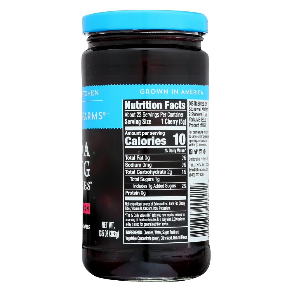 Organic Tillen Farms Bada Bing Cherries, 13.5 oz (Pack of 2) - Sweet Dark Red Cocktail Cherries for Desserts, Drinks & Baking - Perfect for Martinis, Ice Cream Toppings & Gift Baskets
