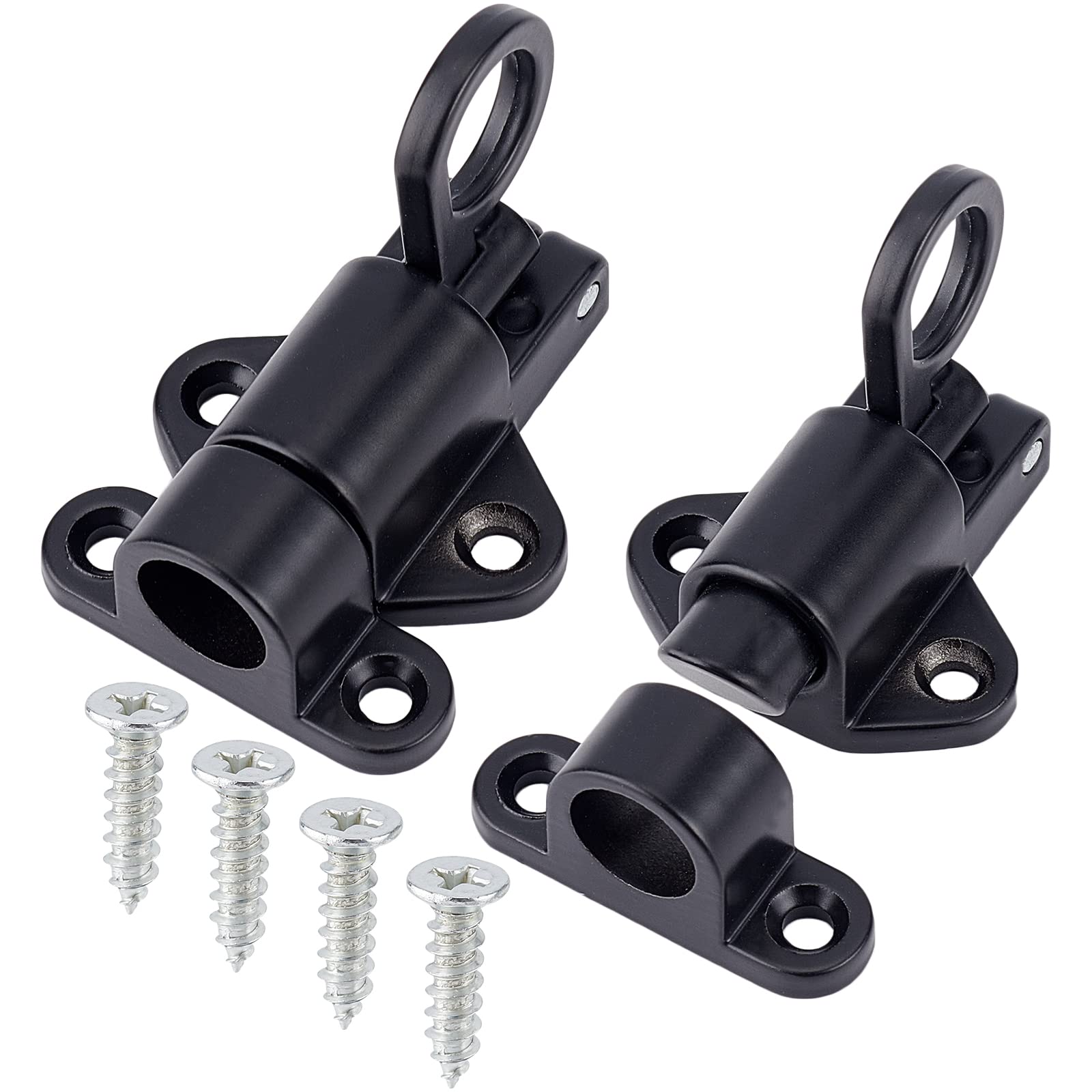 GORGECRAFT 2 Pack 3 Inch Spring Loaded Door Bolt Lock - Heavy Duty Aluminum Alloy Automatic Latch for Gates, Sheds, Cabinets & Windows - Black (Perfect for Home Security, Courtyard, Bathroom & Outdoor Use)