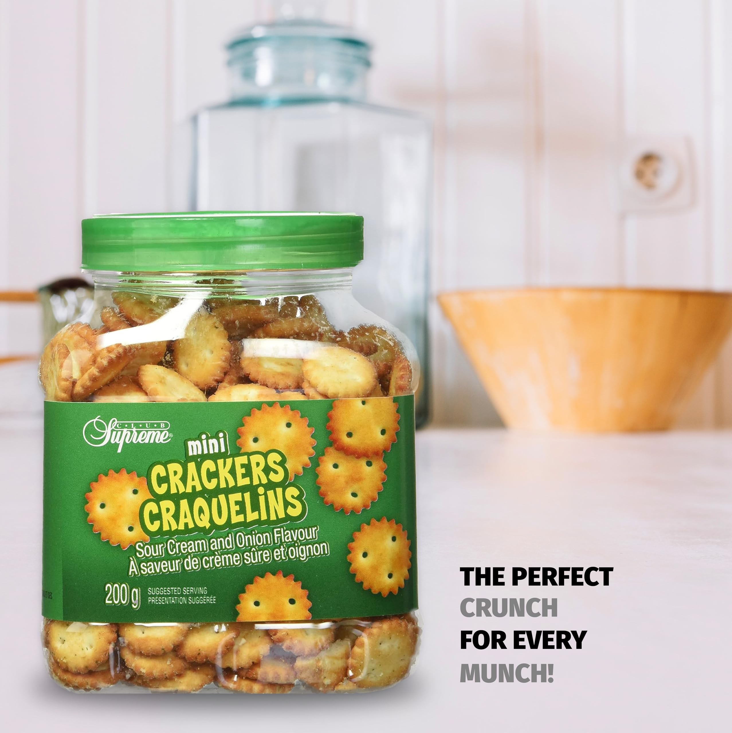 Club Supreme Premium Mini Crackers - Sour Cream & Onion Flavor, Buttery Crispy Snacks (200g) | Perfect for Parties, School Lunches & On-the-Go Snacking
