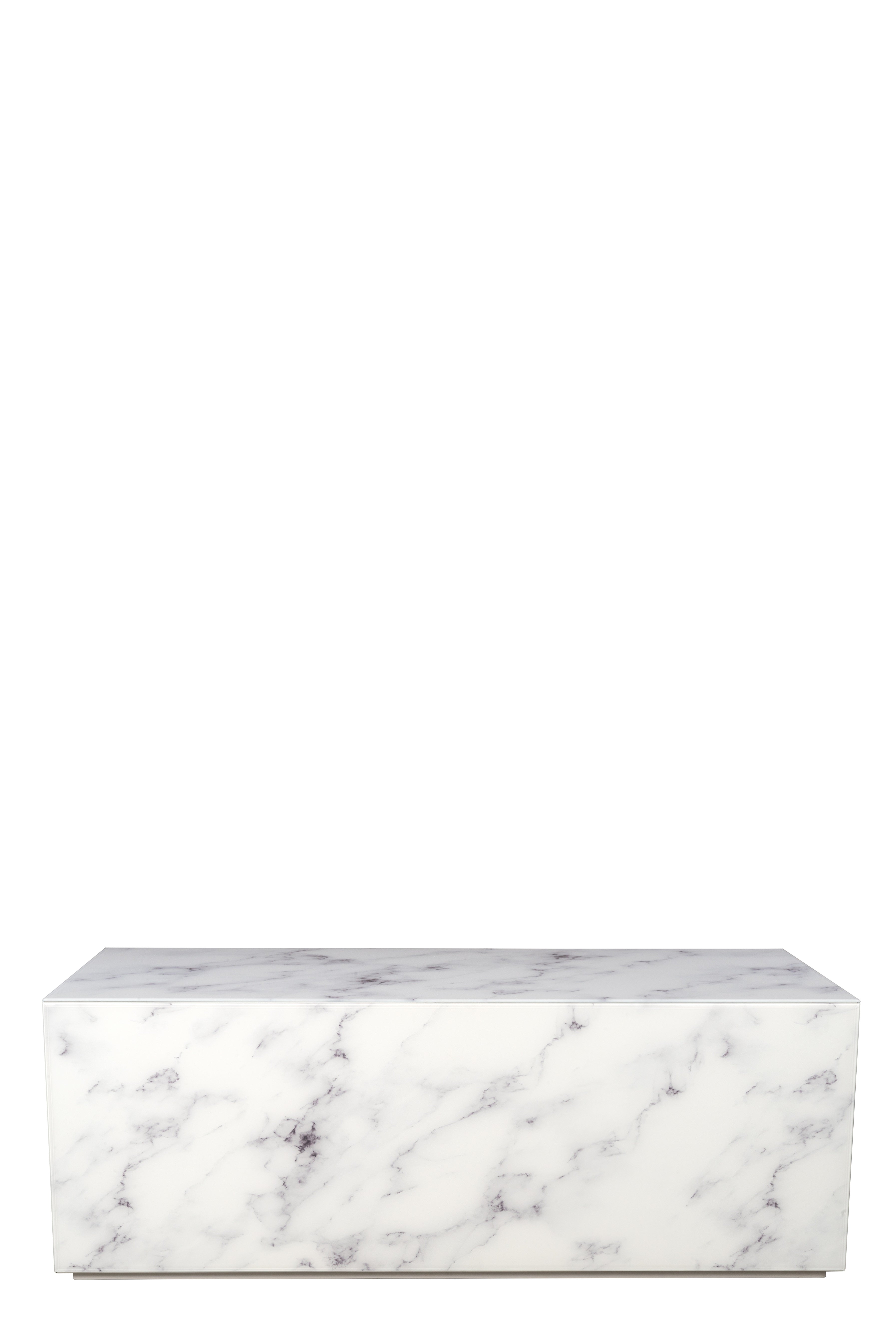 Modern Matteo Block Marble Design Coffee Table - White Marble Finish Living Room Centerpiece for Home Decor & Stylish Interior Design
