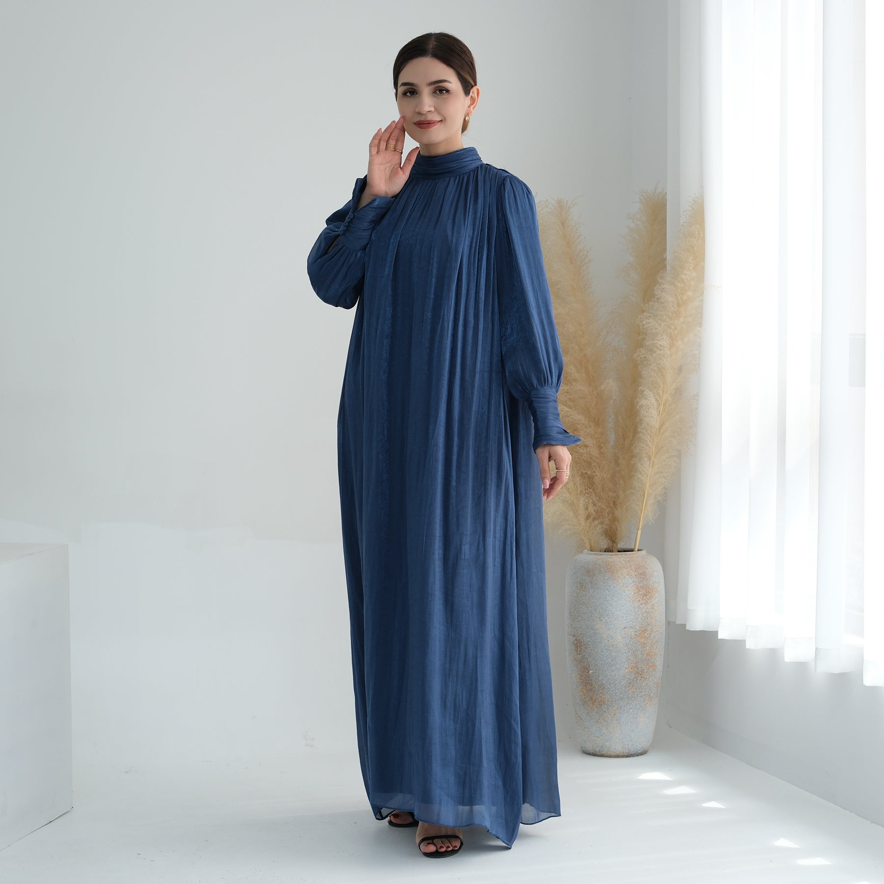 Indira Sparkles Long Sleeve Maxi Dress - Elegant Blue Evening Gown for Women | Perfect for Weddings, Parties & Special Occasions