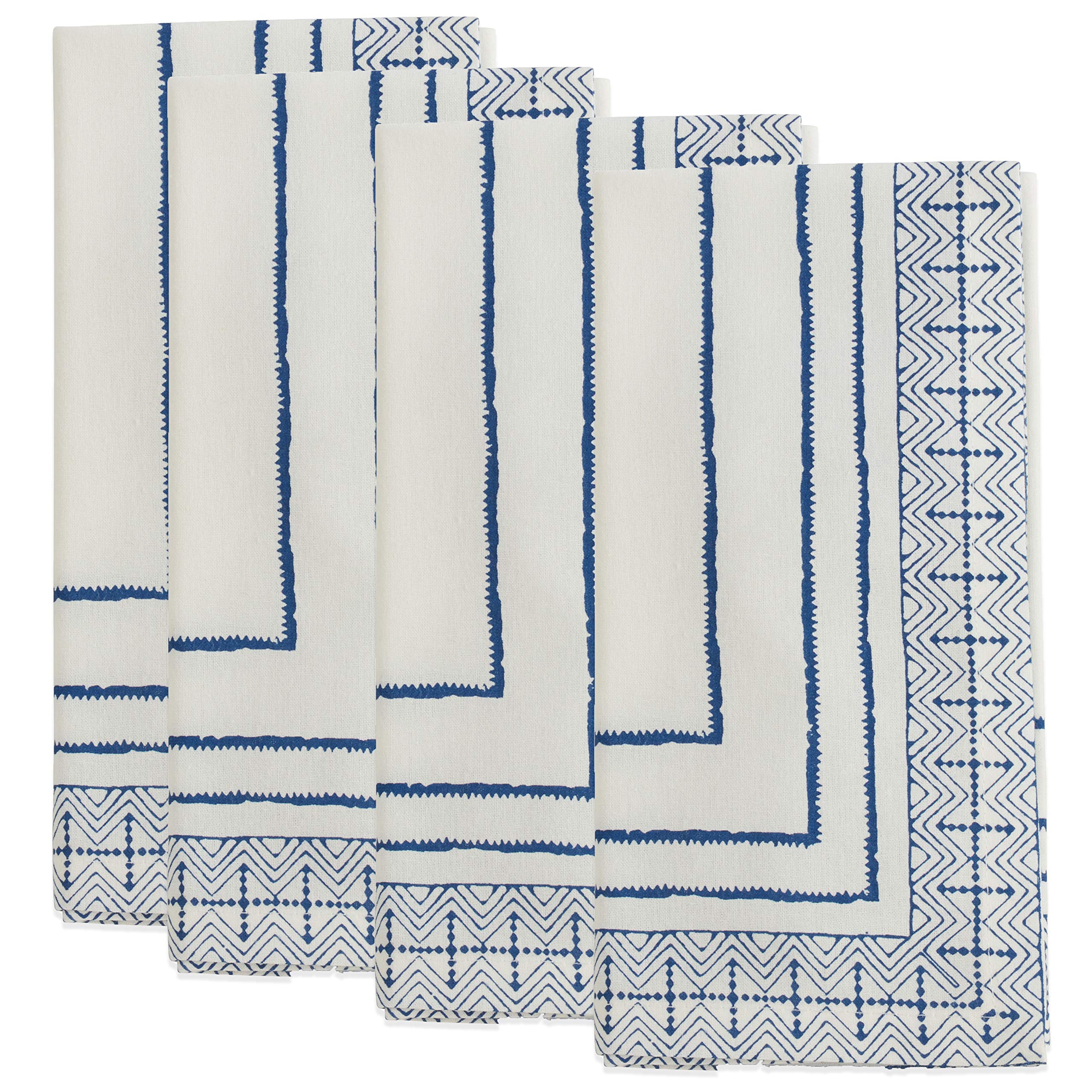 Handmade Block Print Cotton Napkins Set of 4 - Premium Quality Eco-Friendly Table Linens for Dinner Parties, Weddings & Home Decor