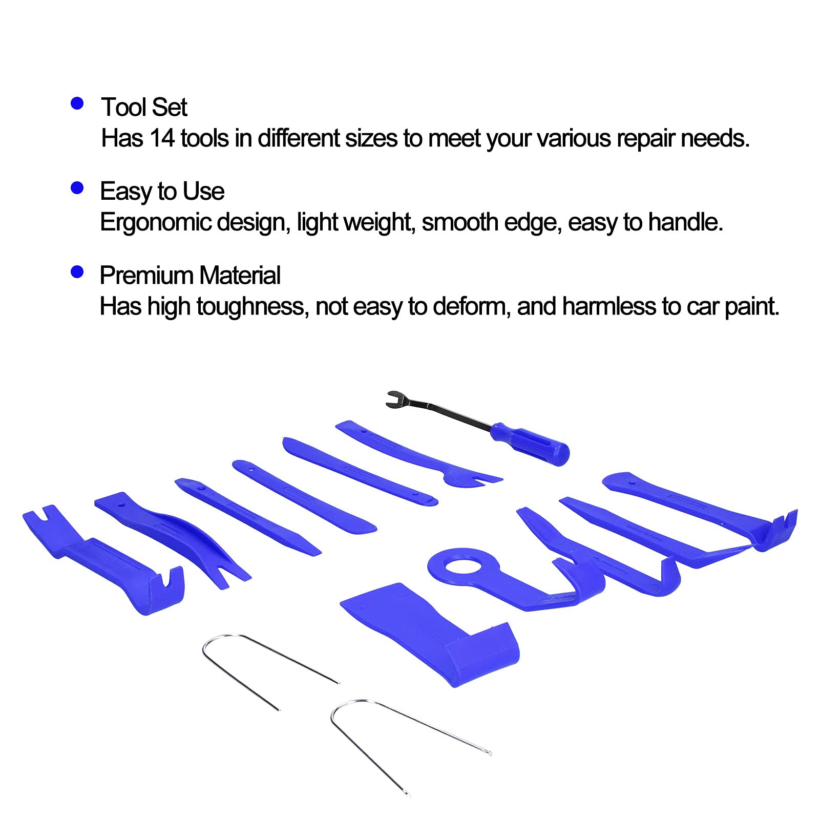 14Pcs Car Trim Removal Tool Kit - Auto Pry Tools for Audio CD, Central Control & Instrument Panel - Durable & Non-Scratch (Blue) | Perfect for Car Interior Repair, DIY Installation & Accessory Upgrades