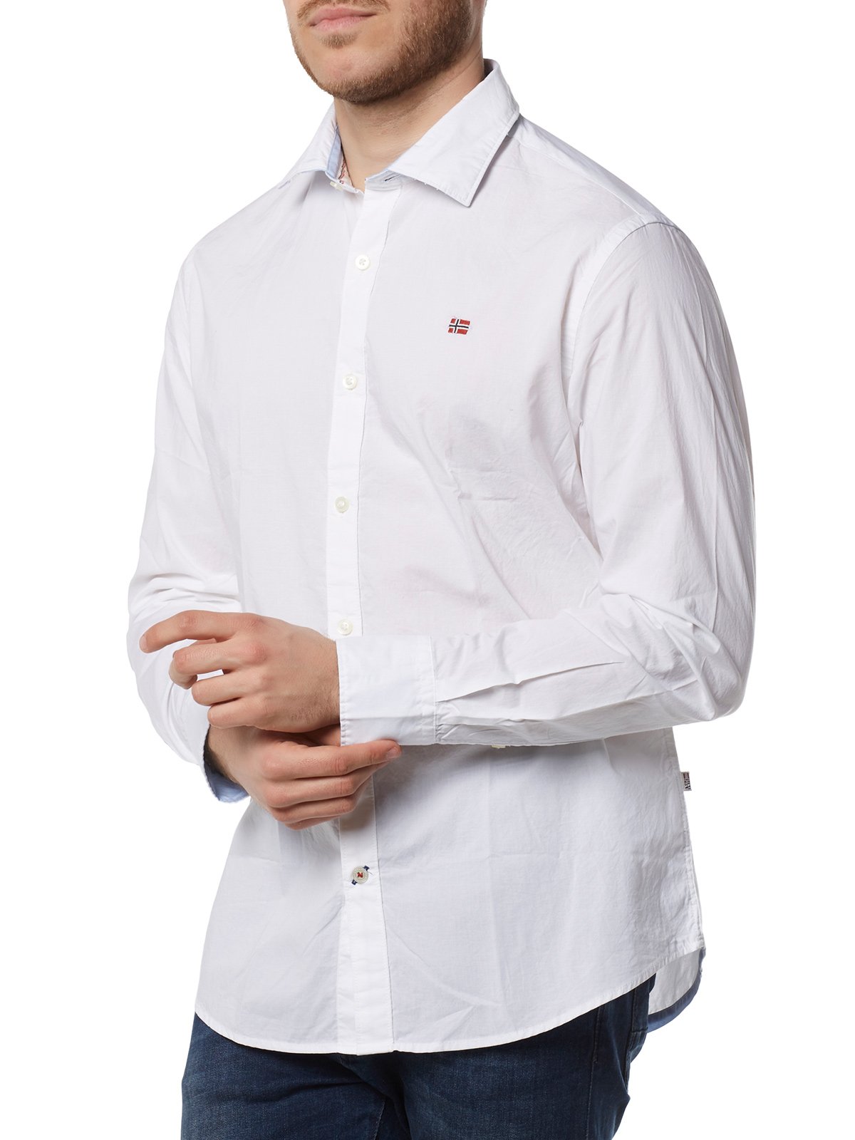 Napapijri Men's XXL White Casual Shirt - Comfortable & Stylish for Outdoor Activities, Travel, and Everyday Wear