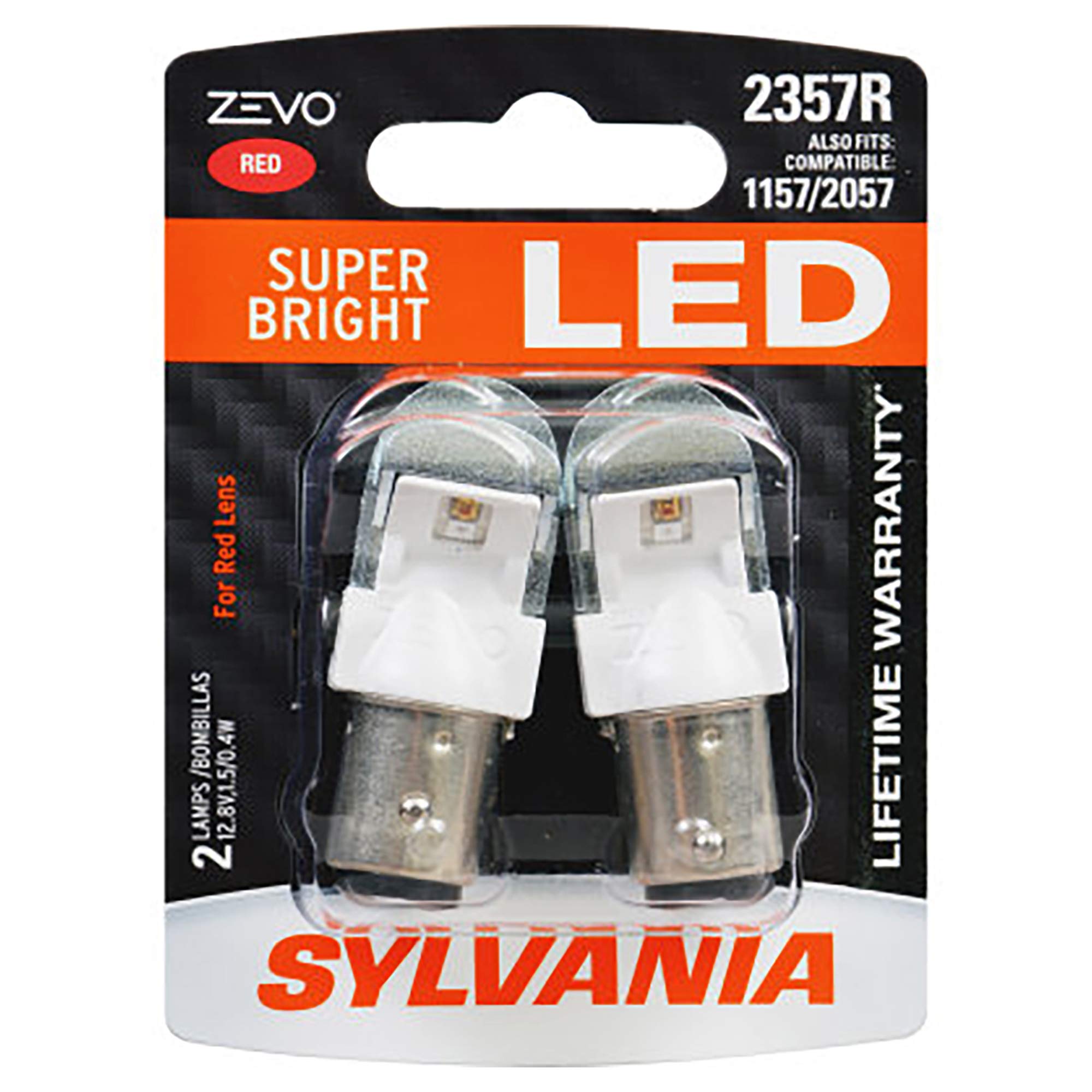 SYLVANIA 2357 ZEVO Red LED Bulb - Bright for Stop & Tail Lights - 2 Pack