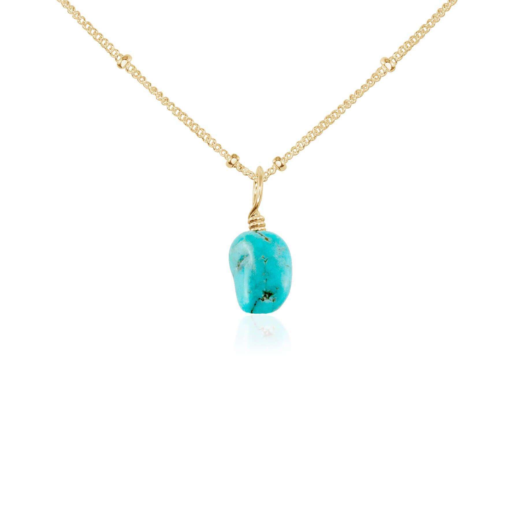 Natural Tiny Raw Turquoise Pendant Necklace for Women - Handmade Boho Jewelry for Everyday Wear & Gift Giving