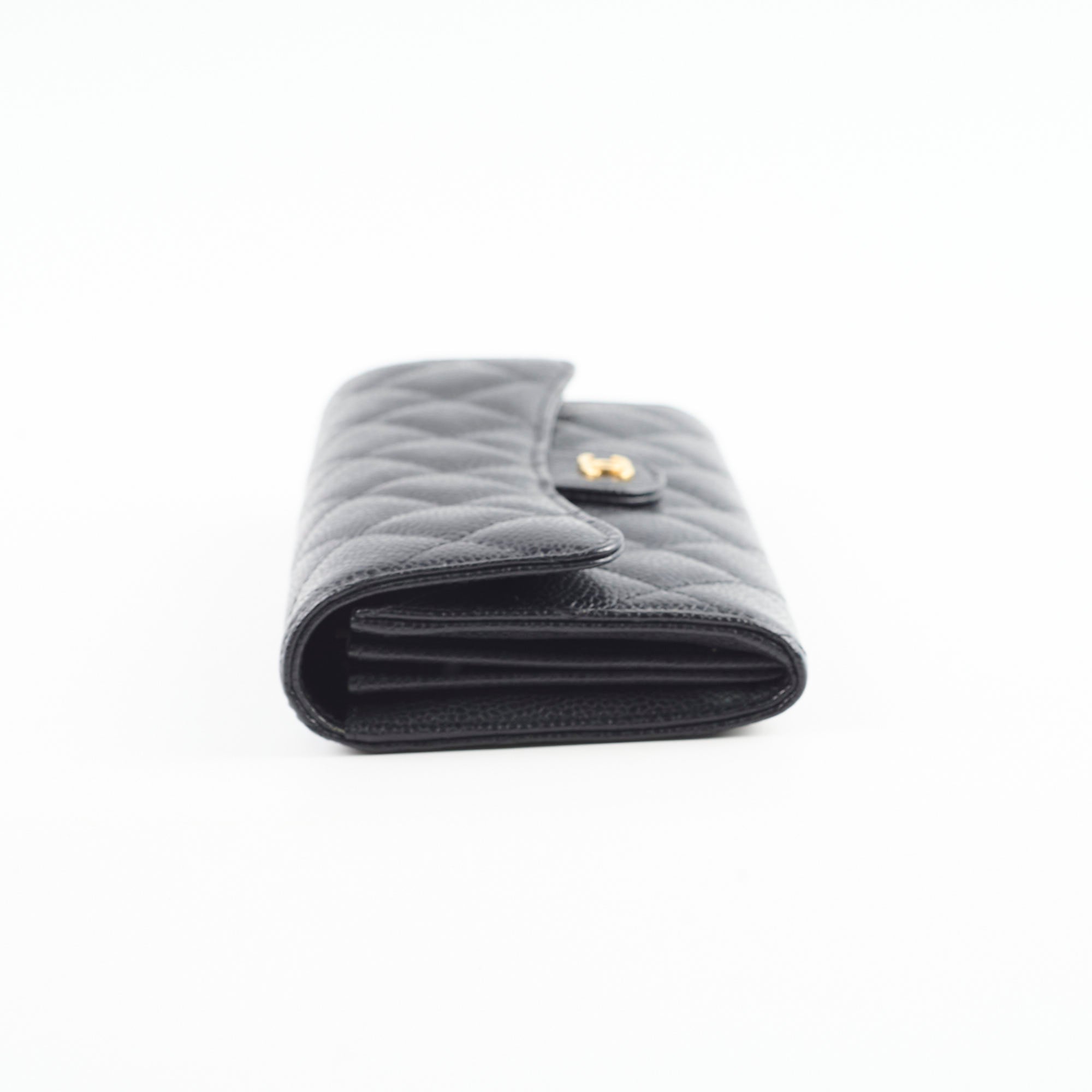 Chanel Caviar Leather Long Wallet for Women - Black Luxury Designer Clutch with Multiple Card Slots - Perfect for Everyday Use, Travel & Special Occasions