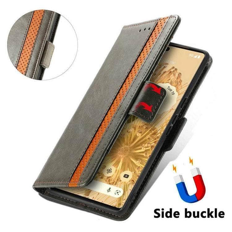 Google Pixel 6 Premium RFID Blocking Leather Wallet Case - Slim Protective Phone Cover with Card Slots for Business Professionals & Travelers