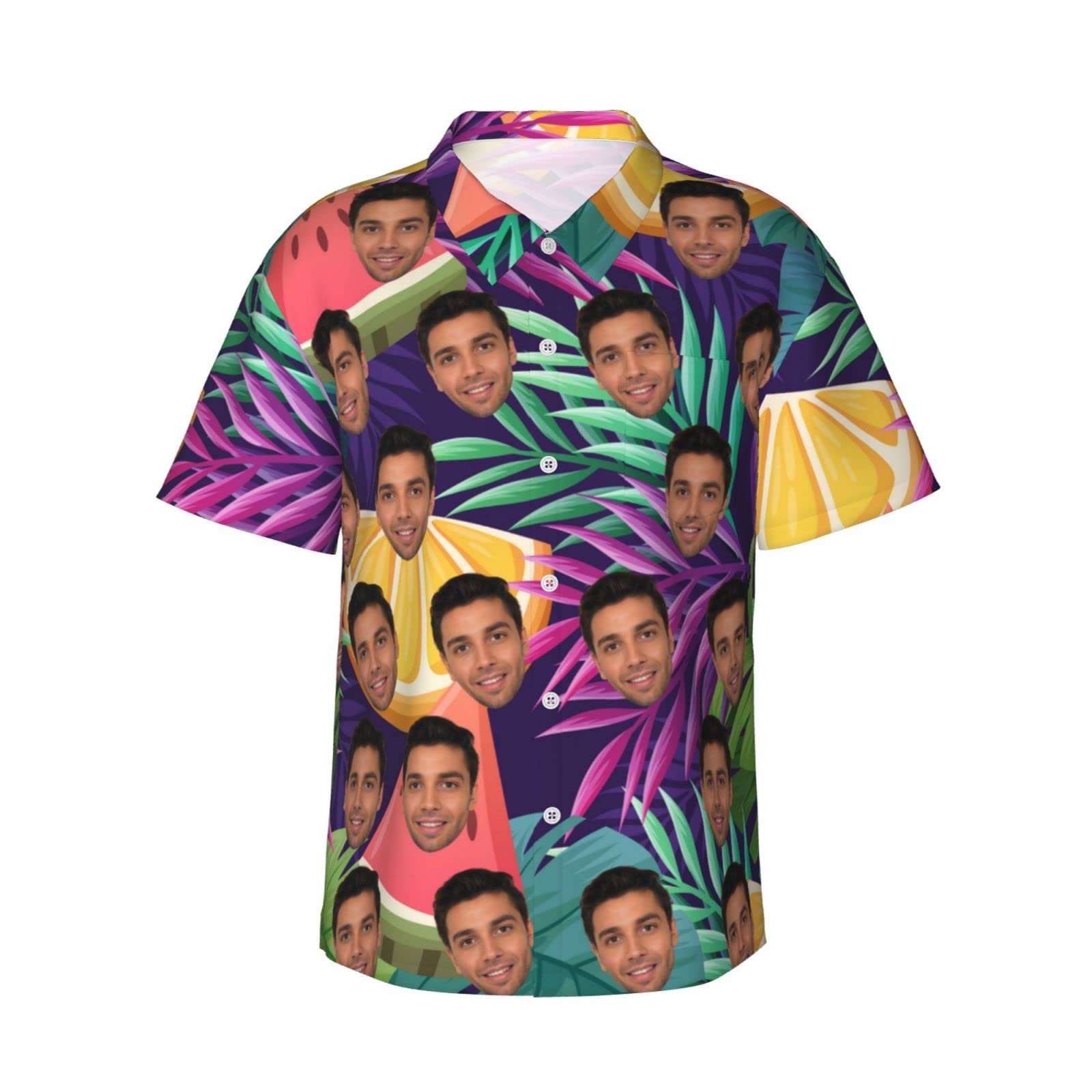 Custom Hawaiian Shirts for Men - Personalized Photo Short Sleeve Button Down Shirts with Face Print | Unique Gifts for Boyfriend, Husband, Father & Son | Beach Party, Vacation & Summer Outfit