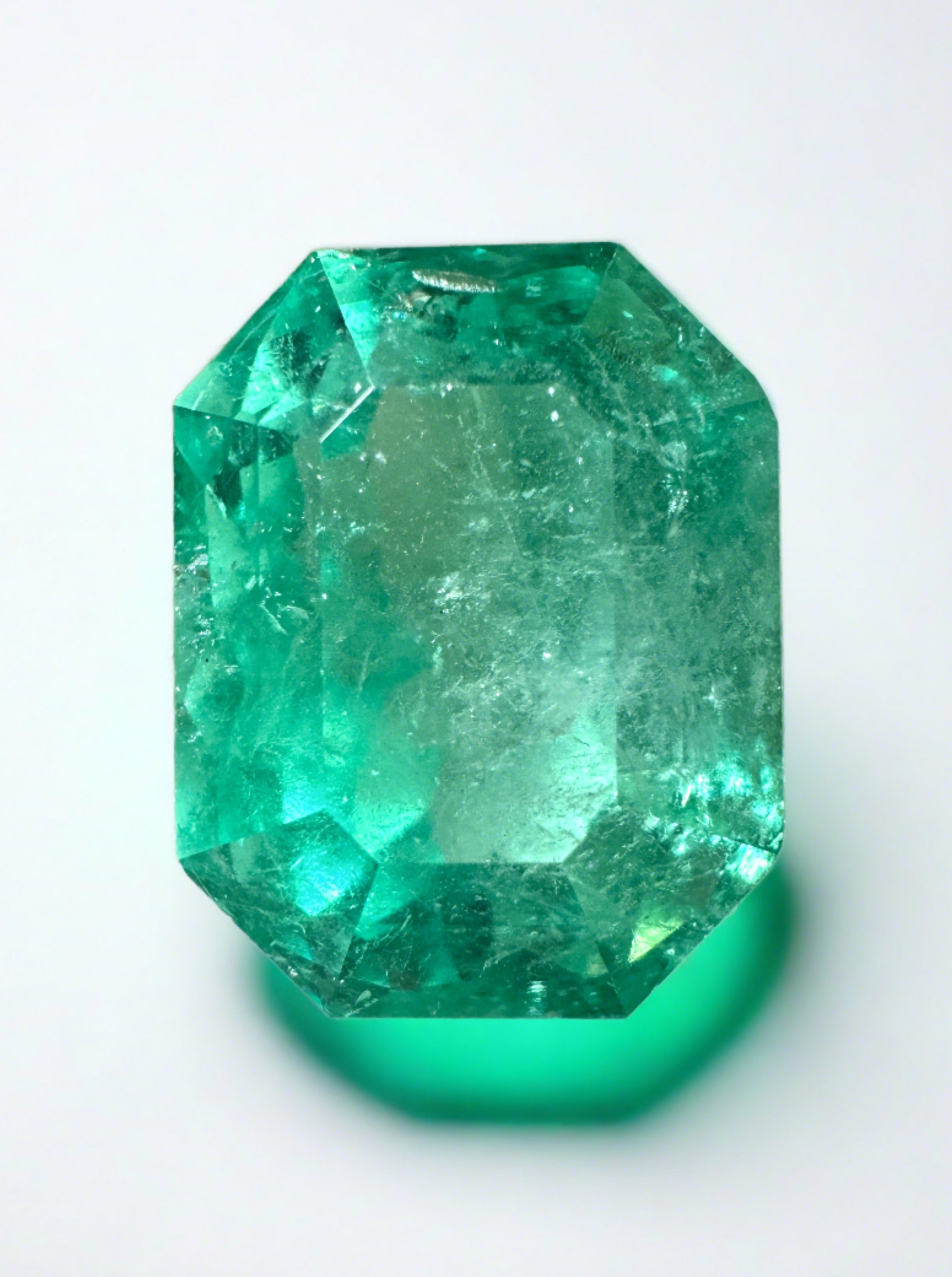 11.90 Carat Natural Colombian Loose Emerald - 15x12mm Emerald Cut Gemstone for Jewelry Making & Engagement Rings