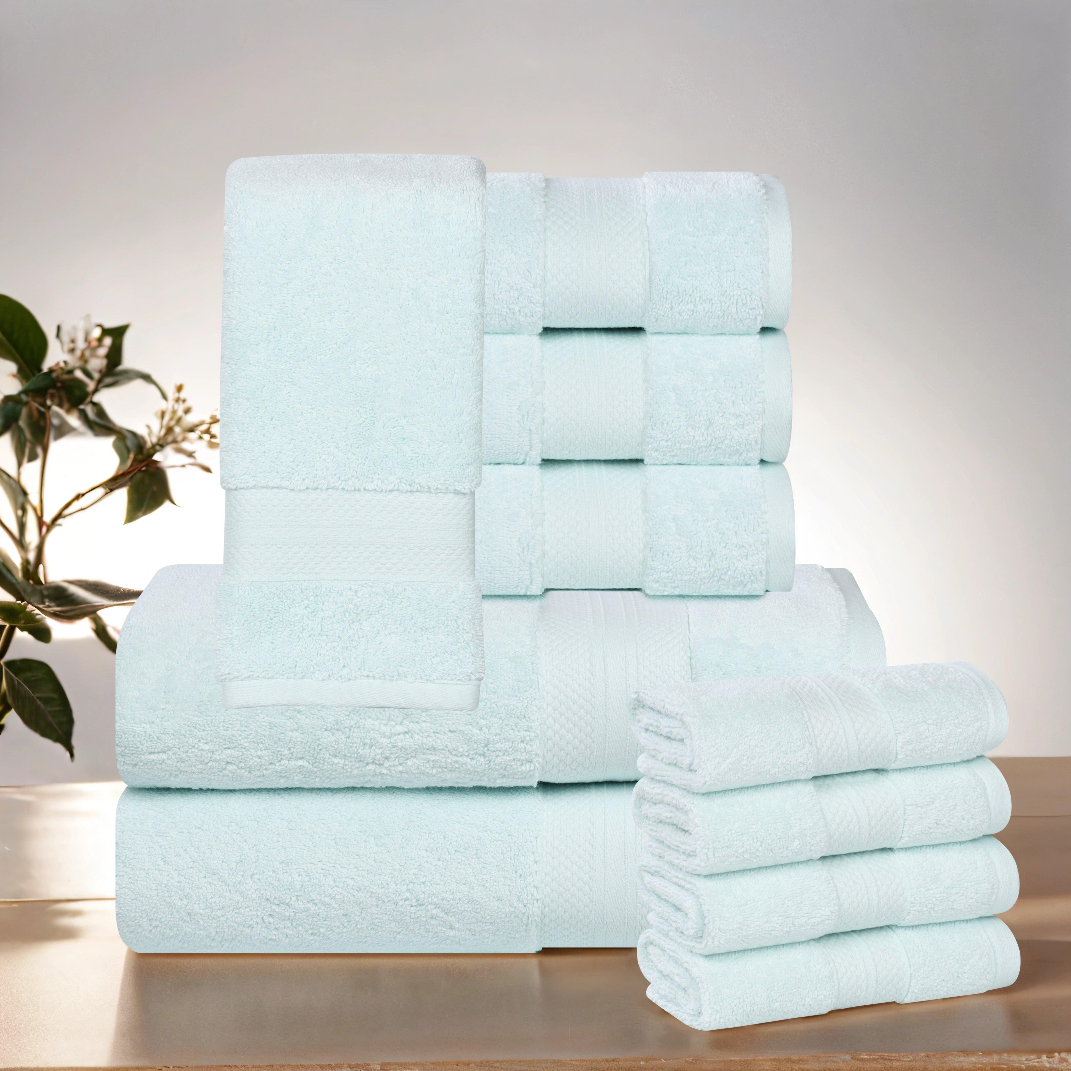 Premium Aria 10-Piece Turkish Cotton Towel Set - Ultra Soft & Absorbent Bath Towels, Hand Towels & Washcloths for Spa, Hotel & Luxury Home Use