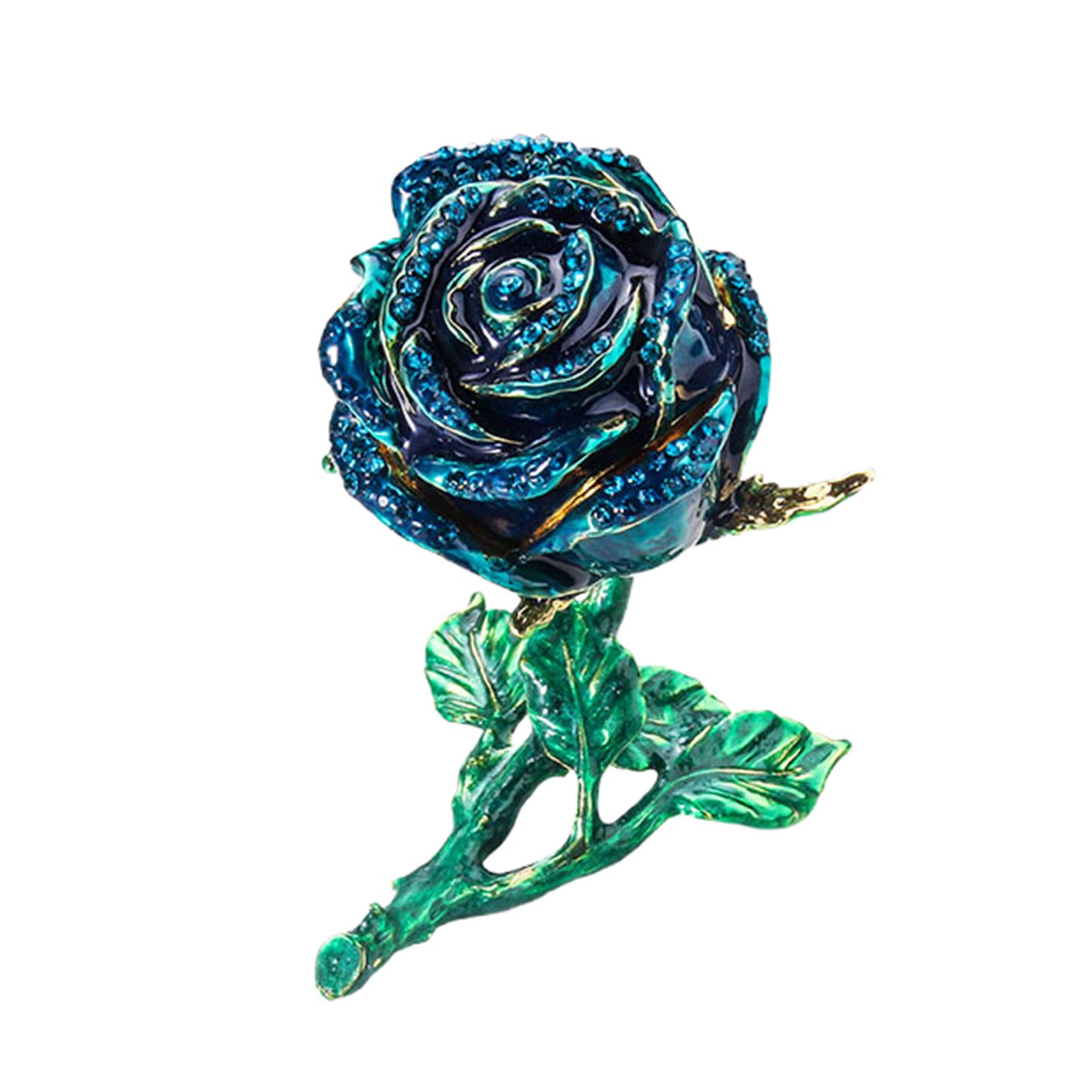 Elegant Rose Rhinestone Jewelry Box - 3D Alloy Ring Necklace Organizer | Perfect for Wedding, Birthday Gifts & Jewelry Storage