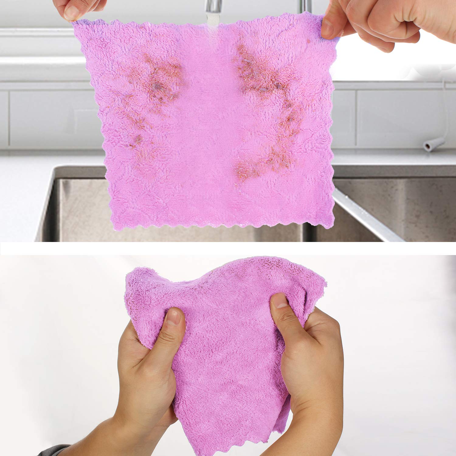 Kimteny Microfiber Cleaning Cloths - Super Absorbent & Fast Drying Kitchen Towels, Lint-Free Dish Cloths, Reusable Washcloths for Dishes, Countertops & Household Cleaning (10