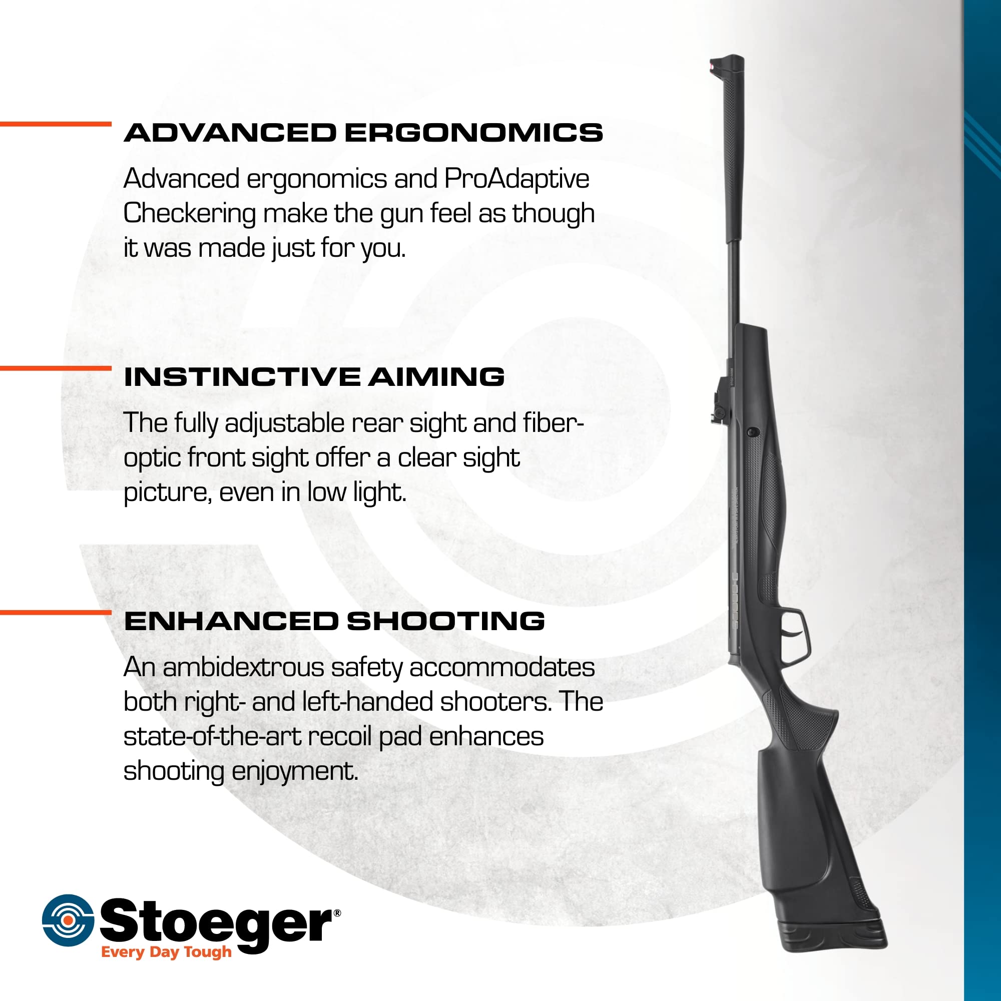Stoeger S3000-C Compact .177 Caliber Air Rifle with Black Synthetic Stock & Fiber-Optic Sights - Perfect for Target Shooting, Pest Control & Backyard Plinking