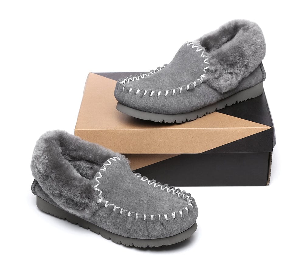 Australian Shepherd UGG Slippers - Genuine Sheepskin Wool Ankle Booties for Women & Men | Cozy Indoor/Outdoor House Shoes for Winter Comfort
