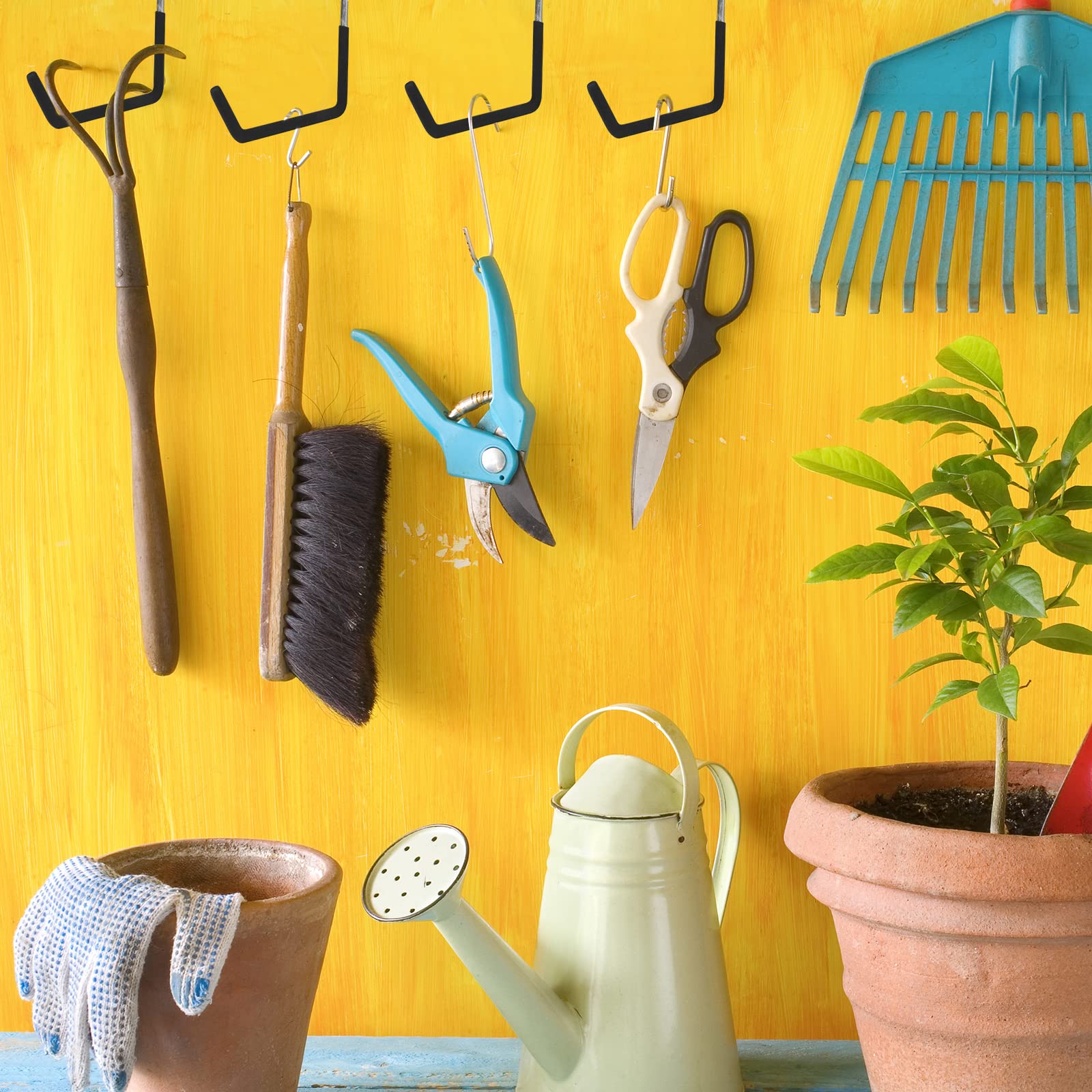 12 Pack Heavy Duty Vinyl Coated Rafter Hooks - Large S Hooks for Garage Storage, Ladder & Bike Hangers - Black Metal Hanging Organizer for Home, Workshop & Outdoor Use