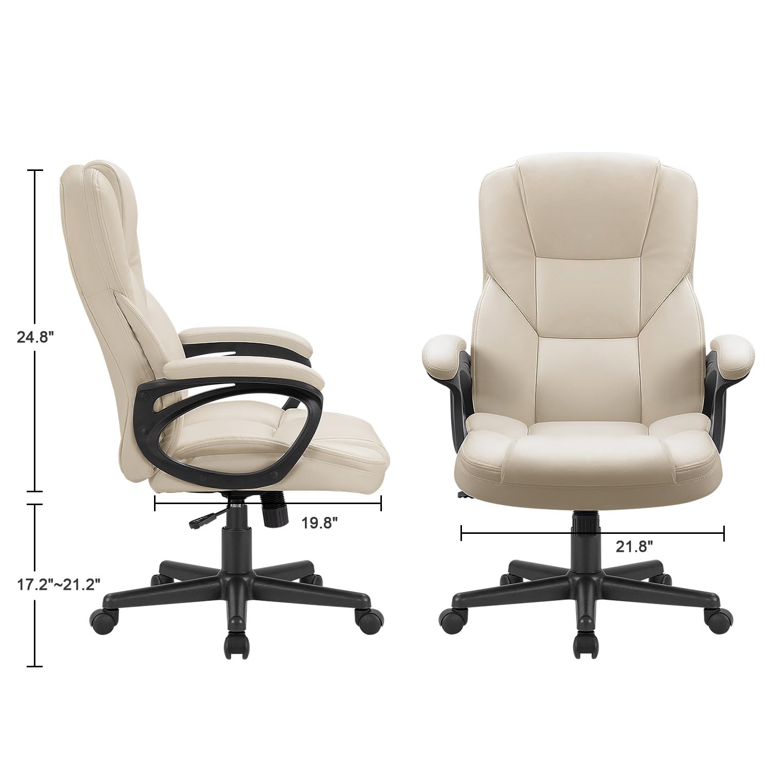Furmax High Back Executive Office Chair - Adjustable Swivel Desk Chair with Lumbar Support, PU Leather Managerial Computer Chair for Home & Office (Beige) | Perfect for Long Work Hours, Gaming & Conference Rooms