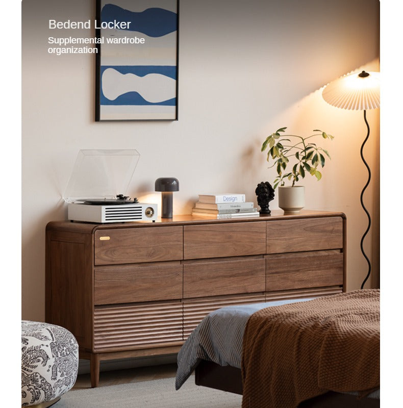 Premium Black Walnut Solid Wood Storage Cabinet with Drawers - Handcrafted Dresser for Bedroom, Living Room & Office Organization