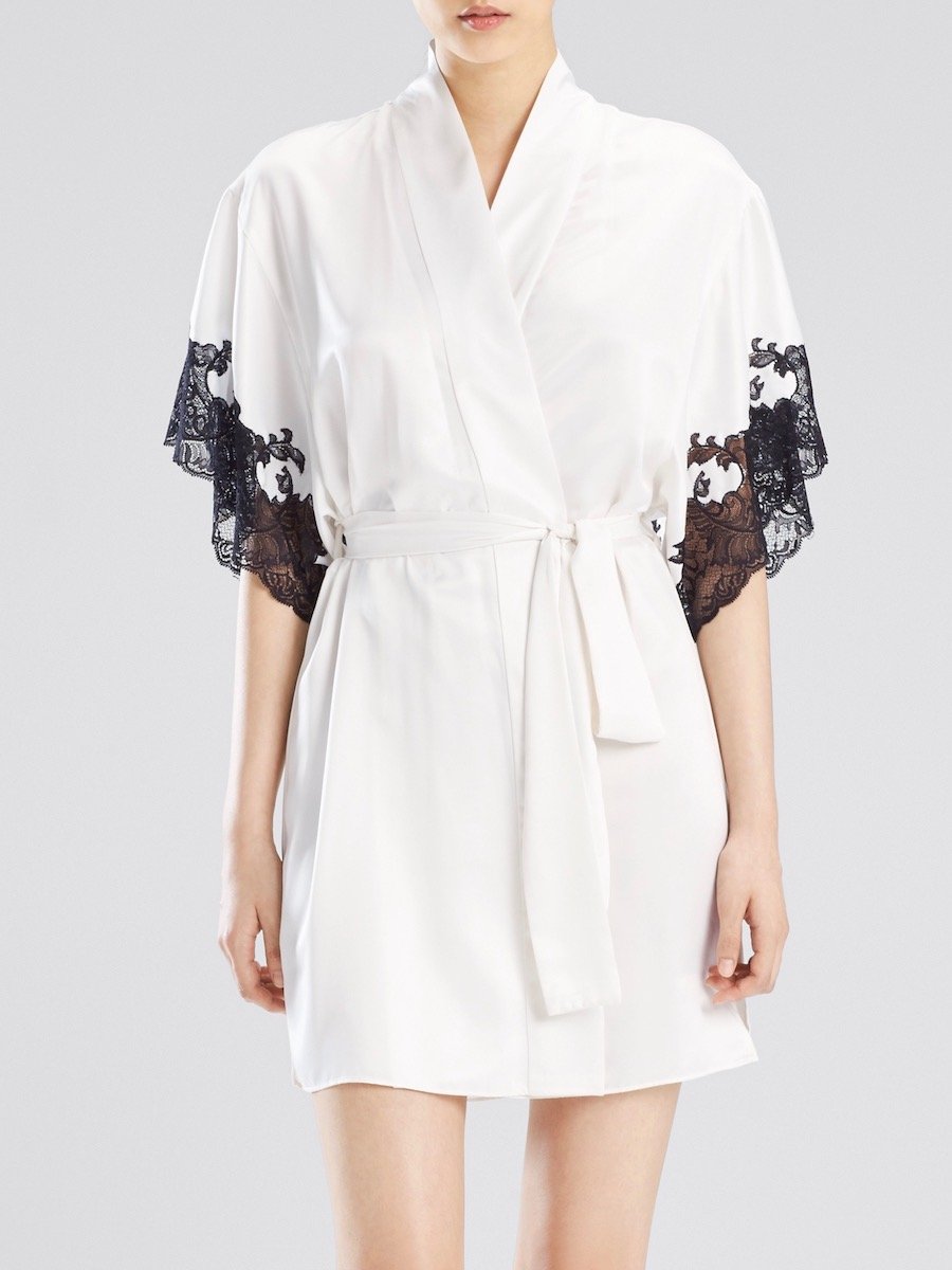 Natori Plume Kimono Robe - Women's Lightweight Floral Printed Wrap Robe for Spa, Lounge & Home Relaxation