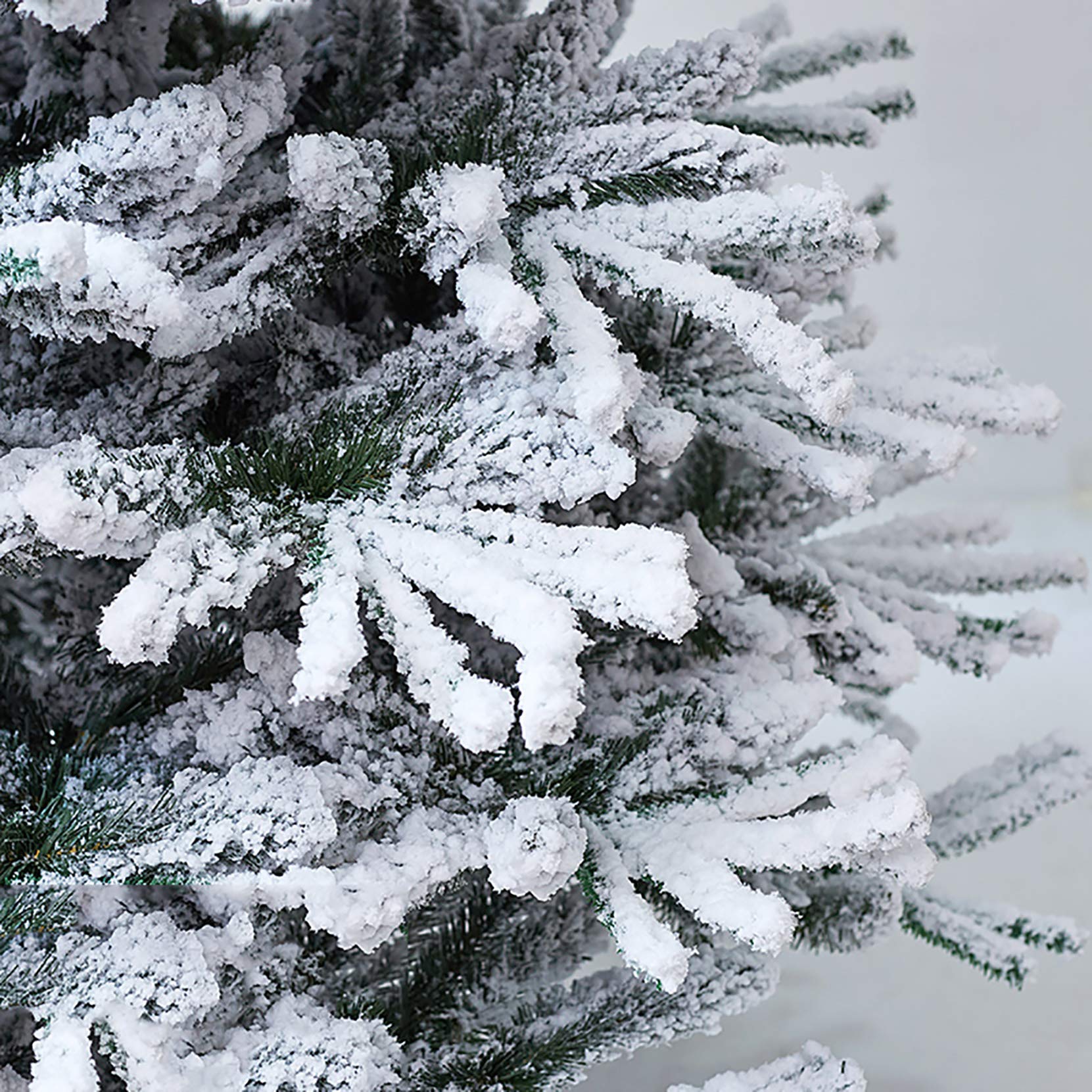Premium Flocked Snow Artificial Christmas Tree - 5ft Foldable Indoor Holiday Decor with Traditional Green Needles | Perfect for Living Room, Office & Festive Home Decorations