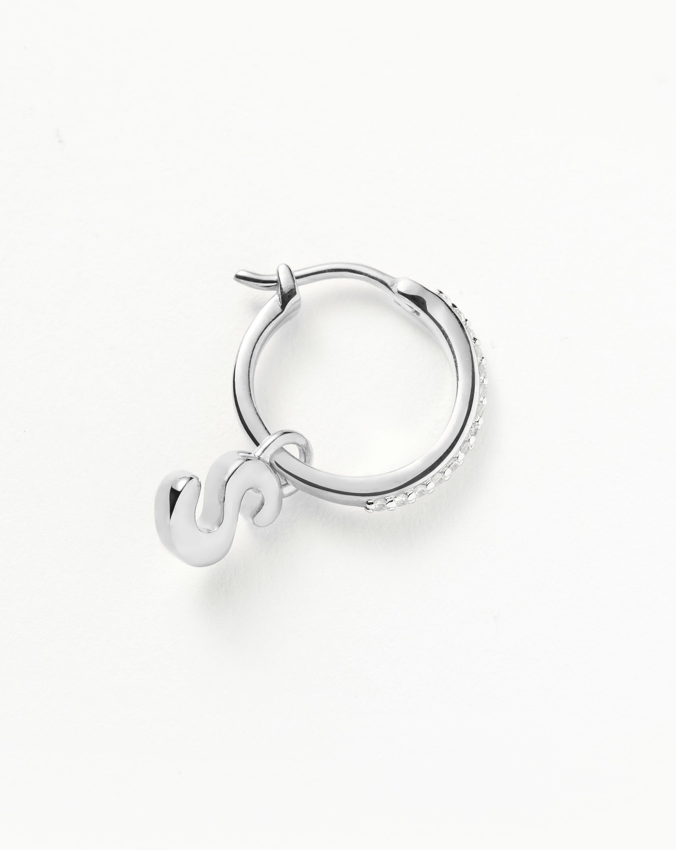 Personalized Initial S Sterling Silver Hoop Earrings - Dainty Alphabet Letter Jewelry for Women, Gift for Her, Everyday Wear & Special Occasions