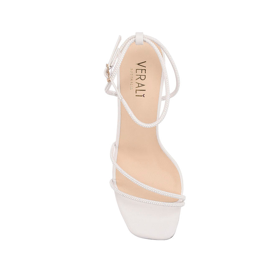 Kimmy Slim Strappy Heels for Women - White Pearl Stiletto Sandals | Elegant Summer Wedding Party Shoes | Perfect for Bridal, Prom & Evening Events