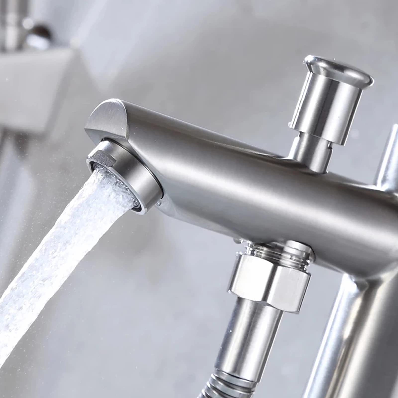 304 Stainless Steel Brushed Single Hole Bathroom Faucet with Handheld Shower Head - Single Handle Hot and Cold Mixer Tap for Bathroom Sink - Perfect for Modern Home, Apartment, and Hotel Renovations