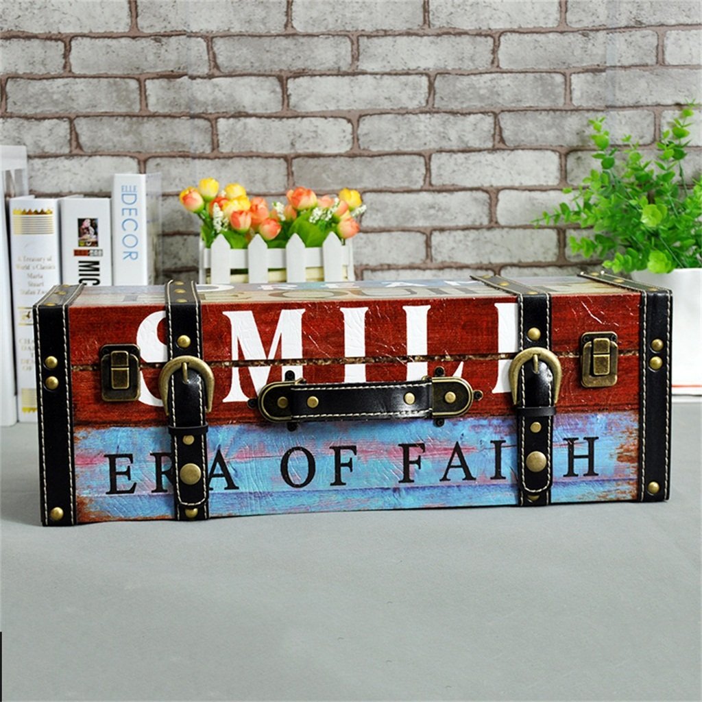 Vintage Wooden Suitcase Wall Shelf - Handmade Retro Floating Shelves for Home Decor, Coffee Bar, Living Room, Bedroom (45cm, Brown) - Unique Storage & Display Solution