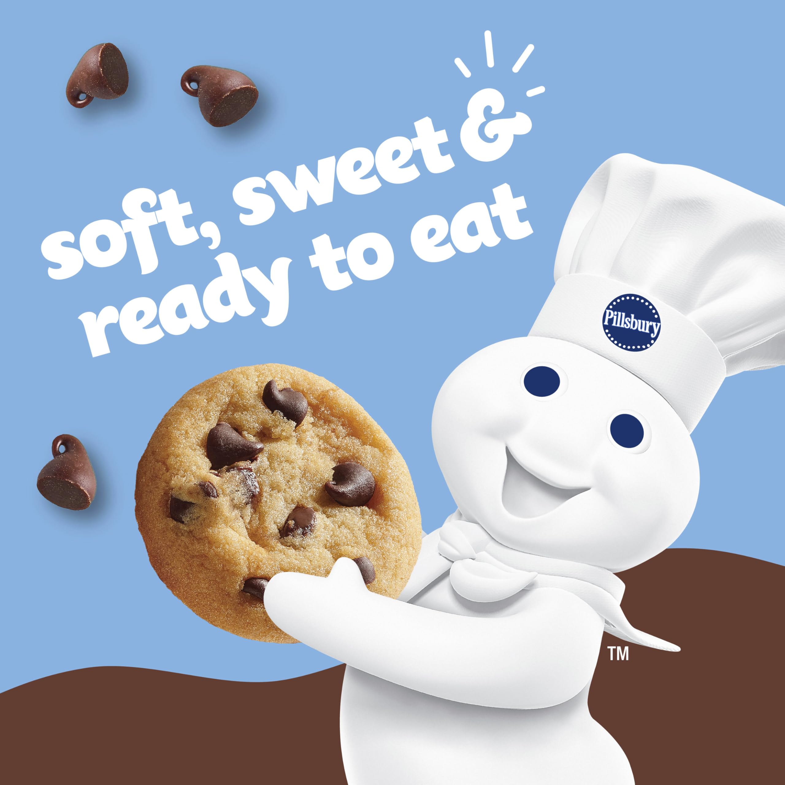Pillsbury Mini Soft Baked Chocolate Chip Cookies - 6 Count (18 oz) Pack of 9 | Perfect for Lunchboxes, Snacks & Party Treats