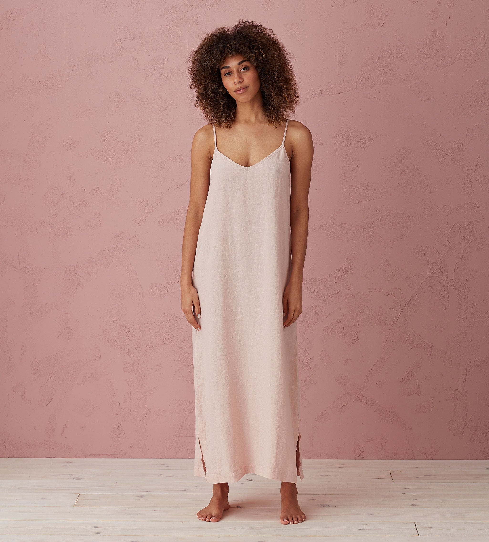 Soft Blush Pink 100% Linen Nightgown for Women - Breathable Sleepwear for Summer & Hot Weather - Perfect for Relaxing at Home or Vacation Getaways
