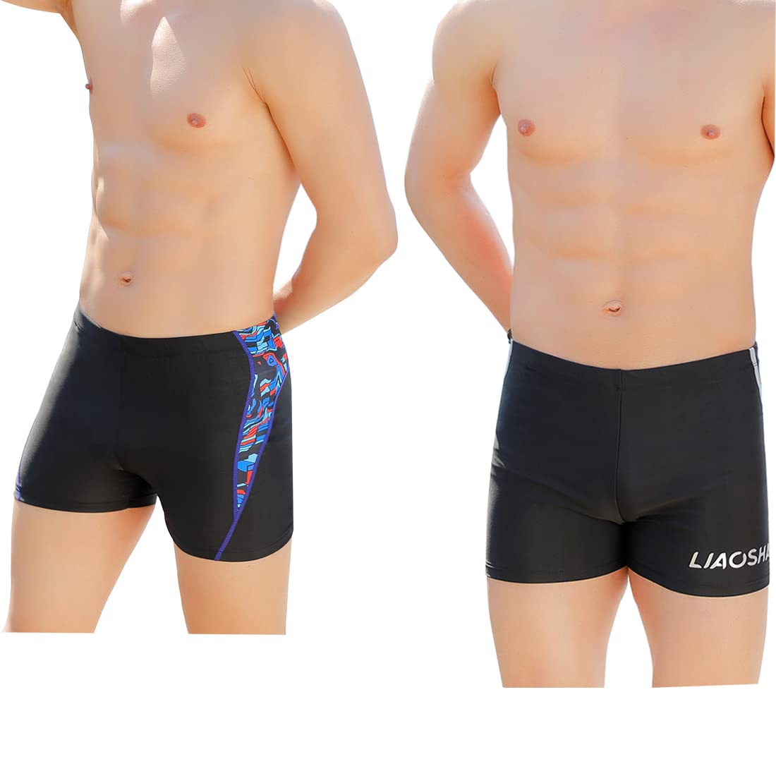 2Pcs Men's Quick-Dry Swim Shorts with Drawstring - Square Leg Swim Trunks for Boys & Youth - Summer Beach Board Shorts for Swimming, Surfing & Outdoor Activities