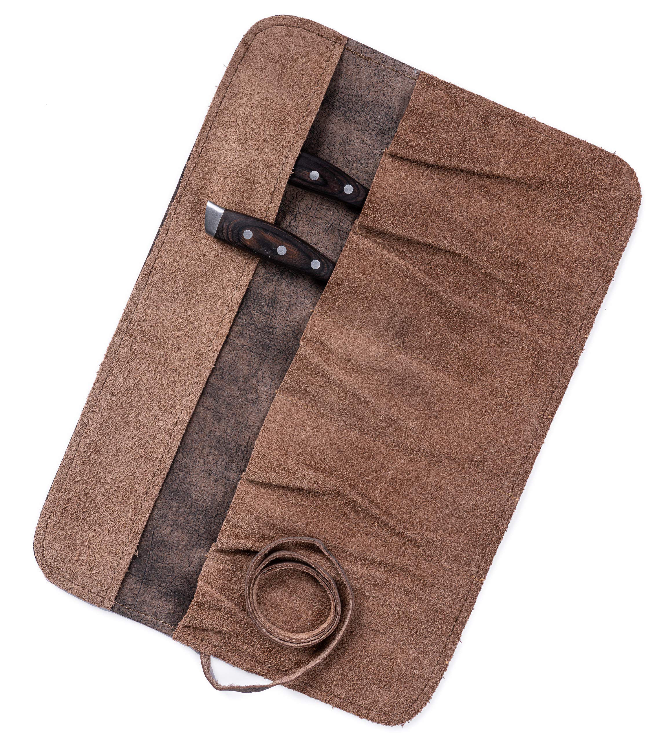 Angus Stoke Genuine Leather Knife Roll Bag - 7 Slot Chef Knife Case for 11
