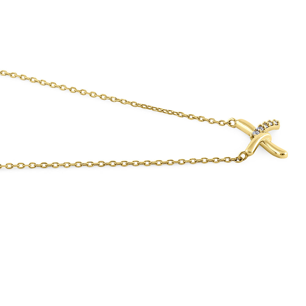 14K Yellow Gold X-Shaped Knot Diamond Pendant Necklace for Women - Elegant Layering Piece for Weddings, Parties & Everyday Wear