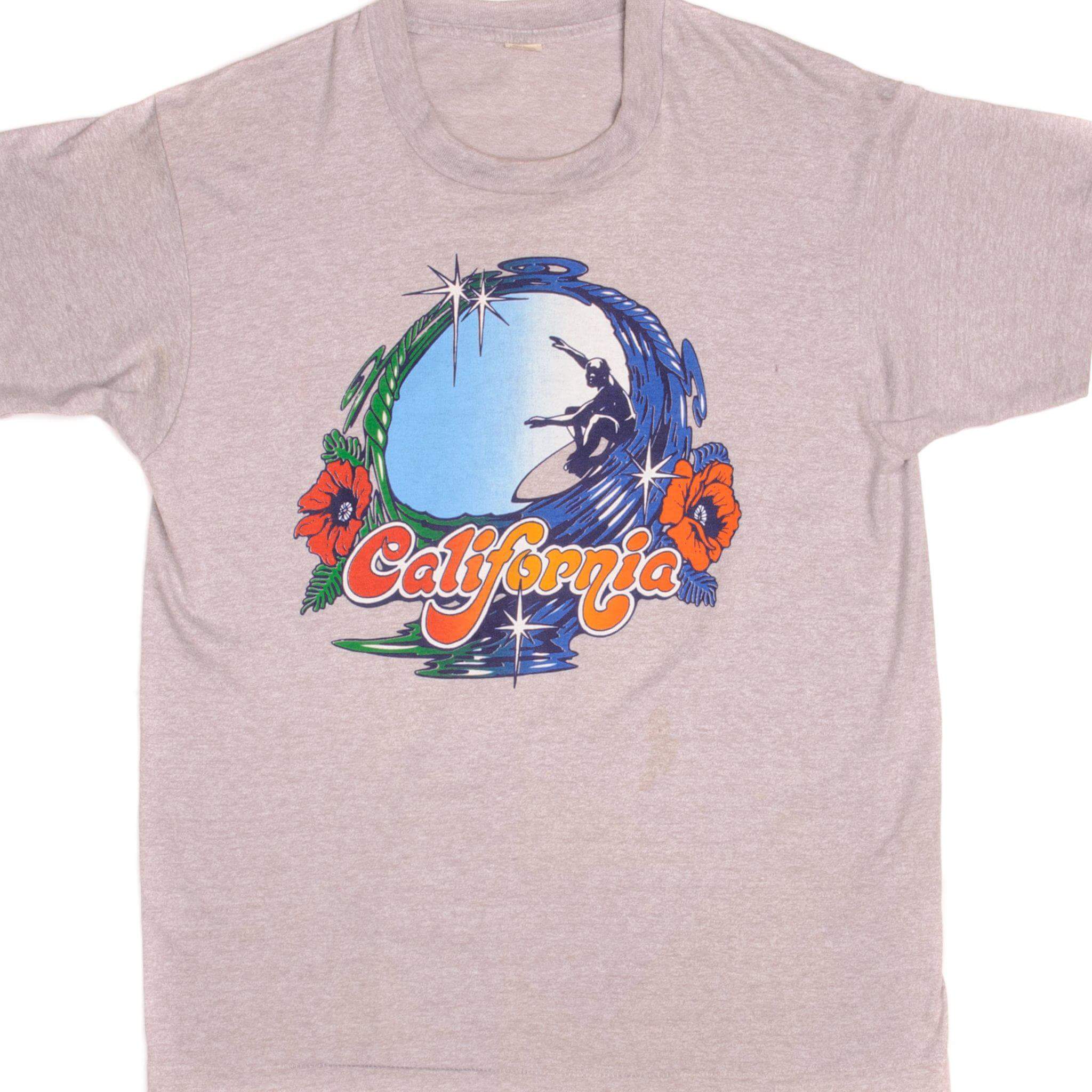 Vintage California Surf T-Shirt - Size Large - 100% Cotton Retro Surfing Tee - Made in USA - 1980s Style - Perfect for Beach, Surfing & Casual Wear