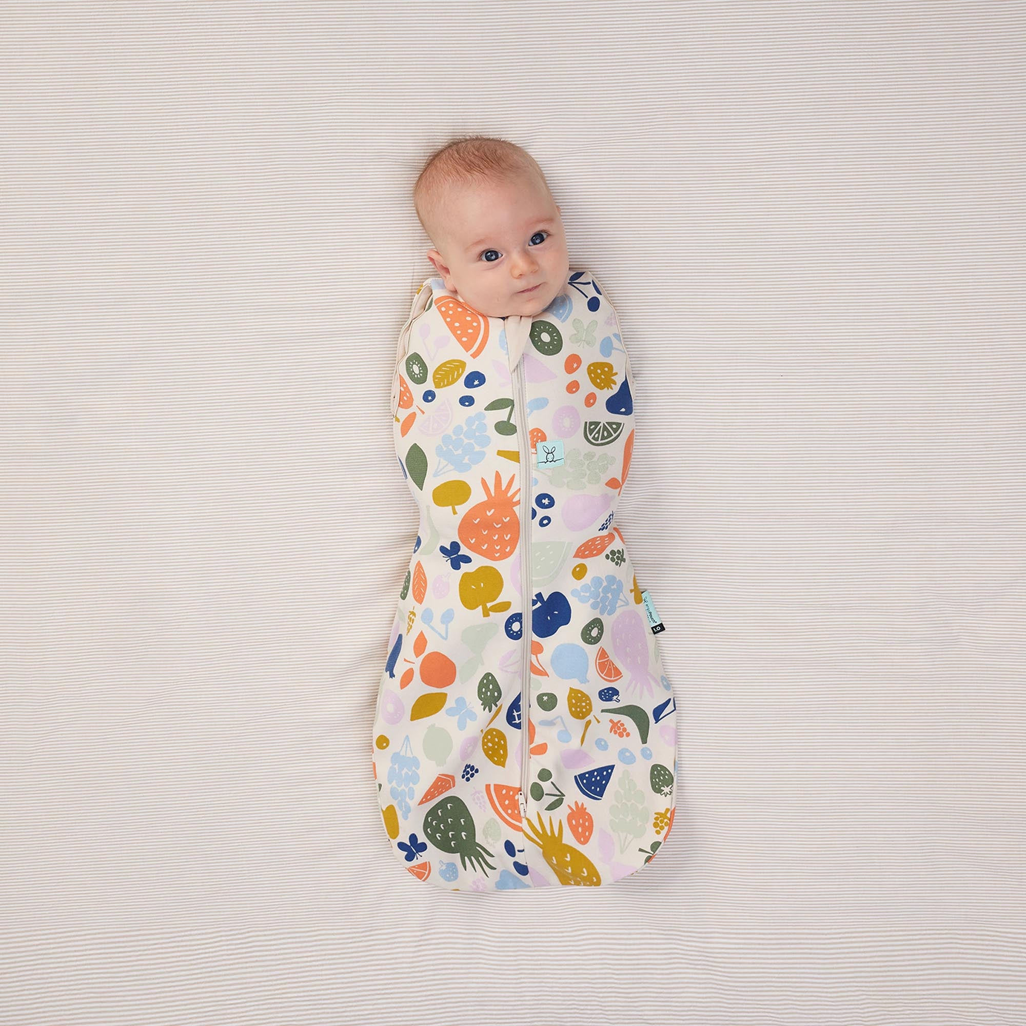 ErgoPouch Cocoon Zip Swaddle Bag 0.2 TOG - Lightweight Baby Sleep Sack for Newborns & Infants - Fruit Salad Print - Perfect for Nursery, Daycare & Travel