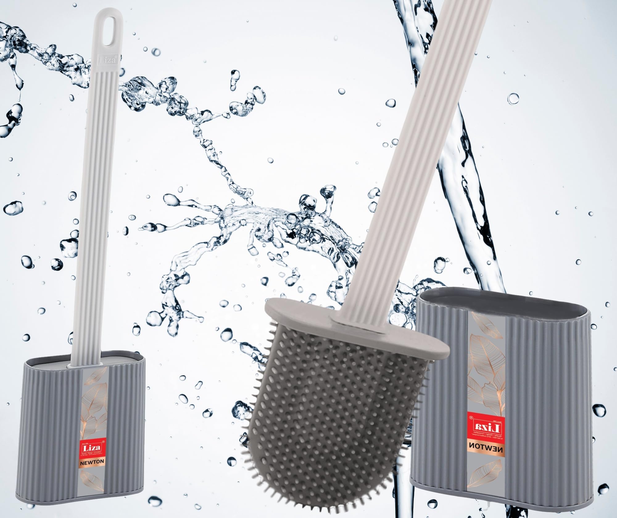 Liza Silicone Toilet Brush Set - Anti-Drip, No-Slip Long Handle Bathroom Cleaning Tool for Toilet Bowl (Black) - Perfect for Home, Hotel & RV Sanitation