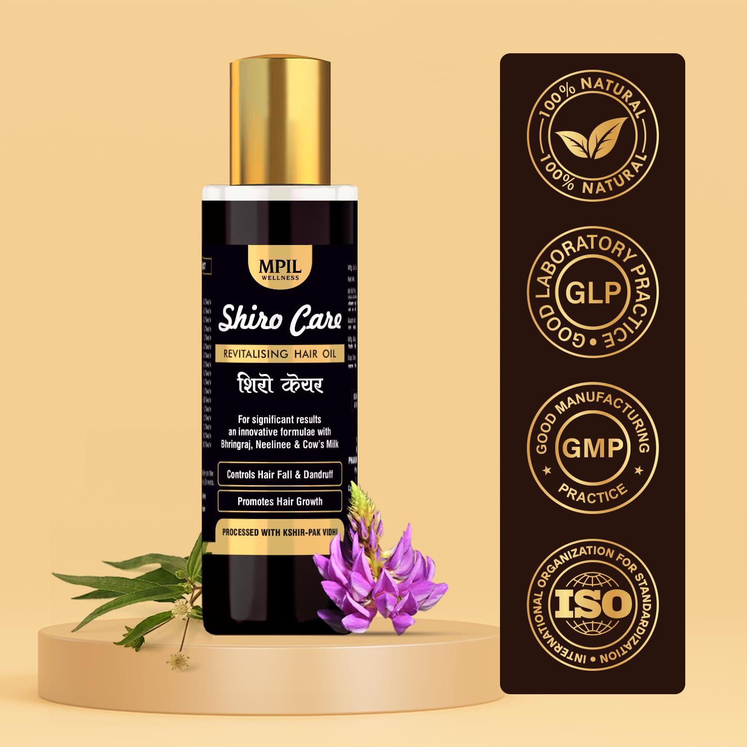 MPIL Wellness Shiro Care Hair Oil with Bhringraj, Triphala & 18+ Herbal Oils - Ayurvedic Hair Growth Treatment for Stronger Roots, Less Hair Fall & Dandruff Control | Sulfate-Free & Paraben-Free Nourishing Oil (100ml) | Perfect for Daily Scalp Massage & Damaged Hair Repair